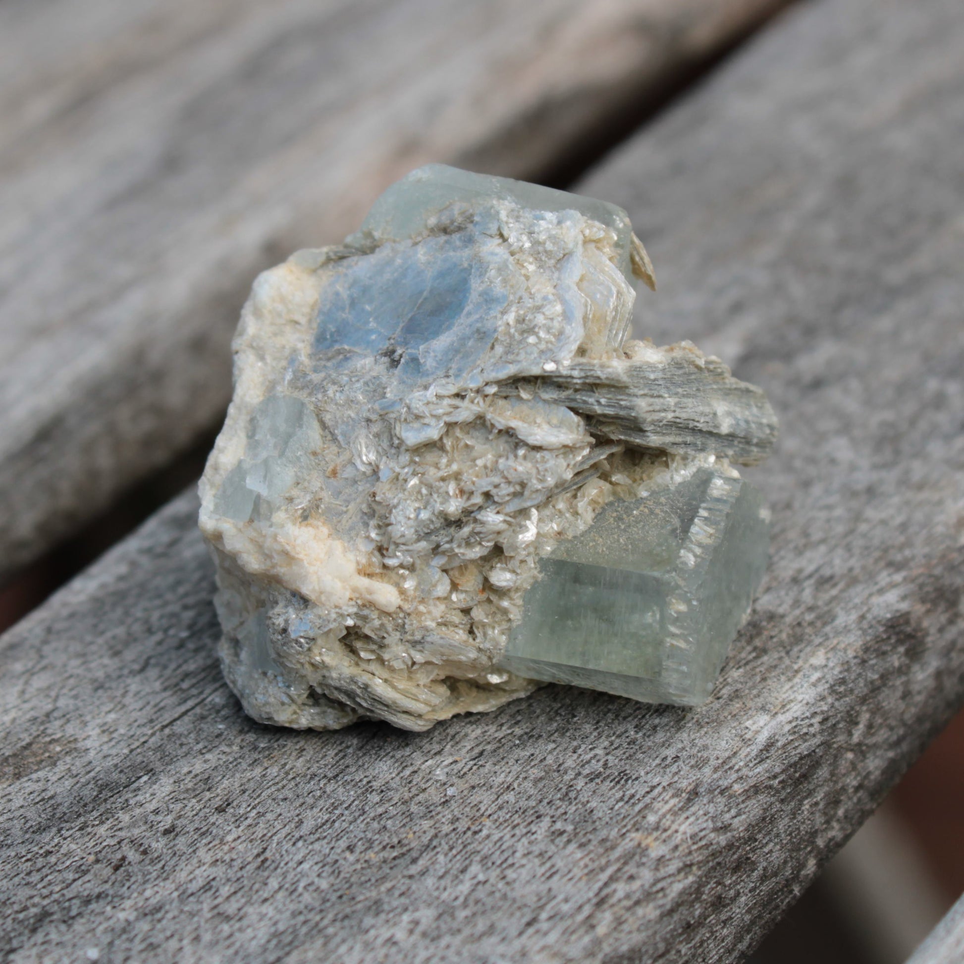 Blue Aquamarine terminated crystals in mica from Afghanistan 29.2g Rocks and Things