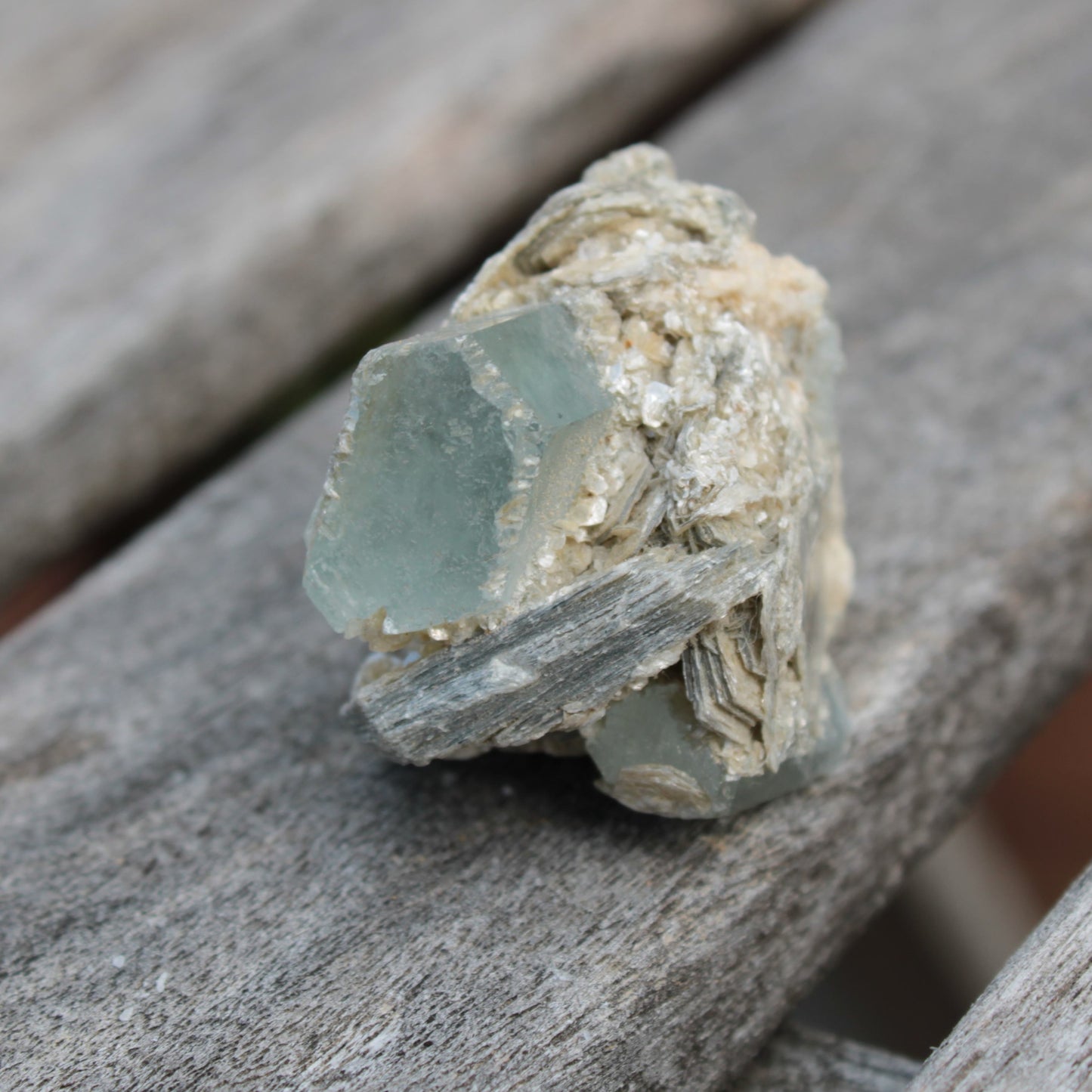 Blue Aquamarine terminated crystals in mica from Afghanistan 29.2g Rocks and Things