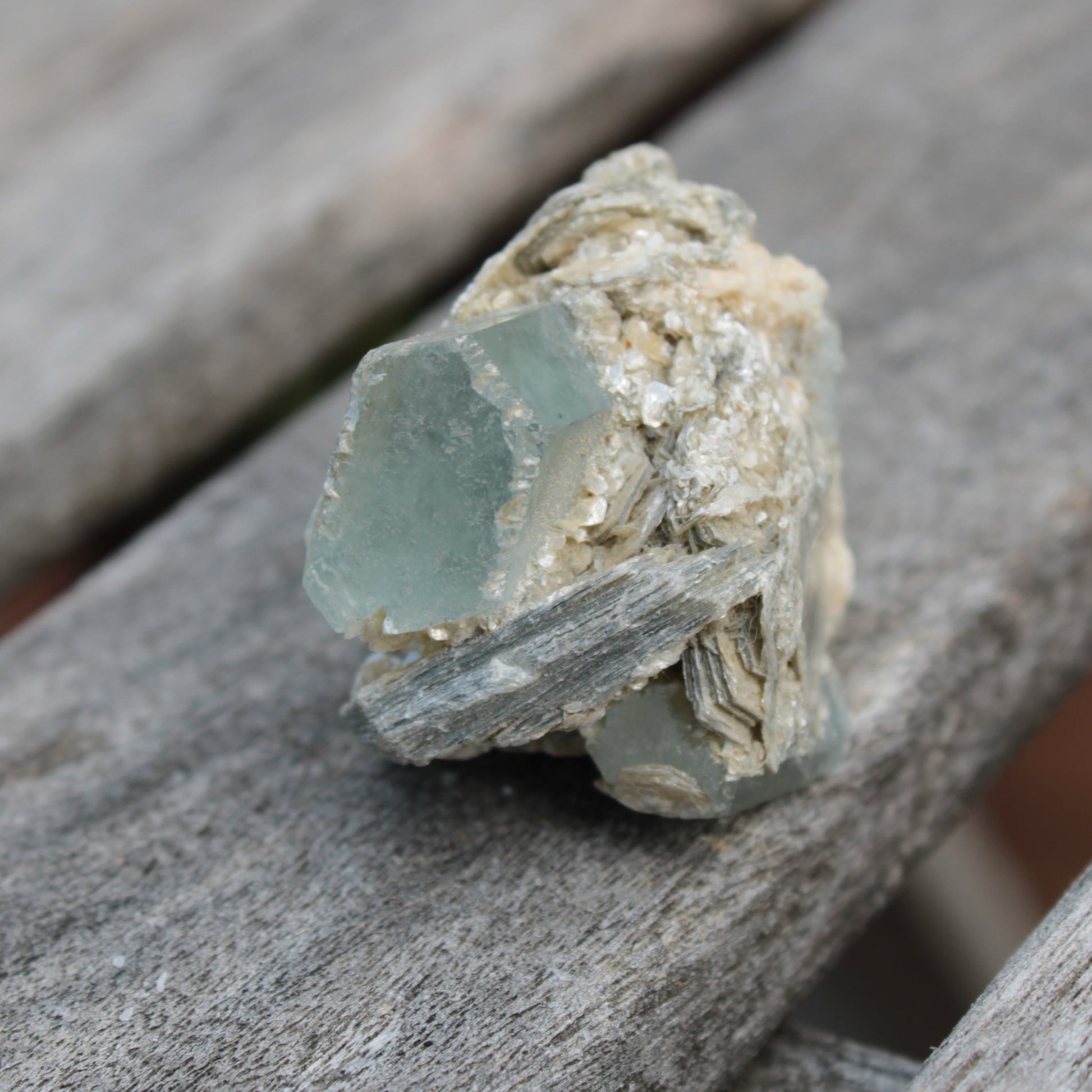 Blue Aquamarine terminated crystals in mica from Afghanistan 29.2g Rocks and Things