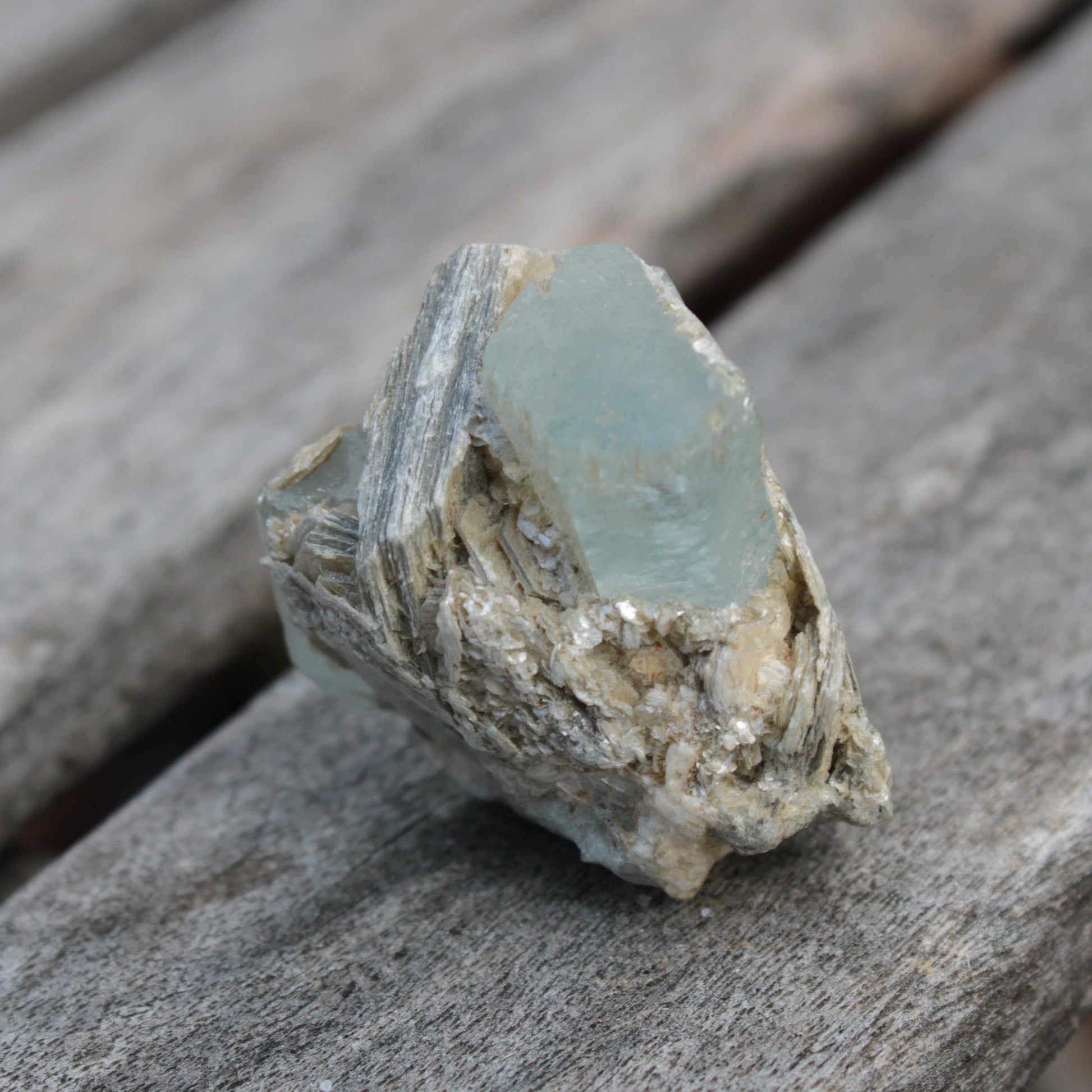 Blue Aquamarine terminated crystals in mica from Afghanistan 29.2g Rocks and Things