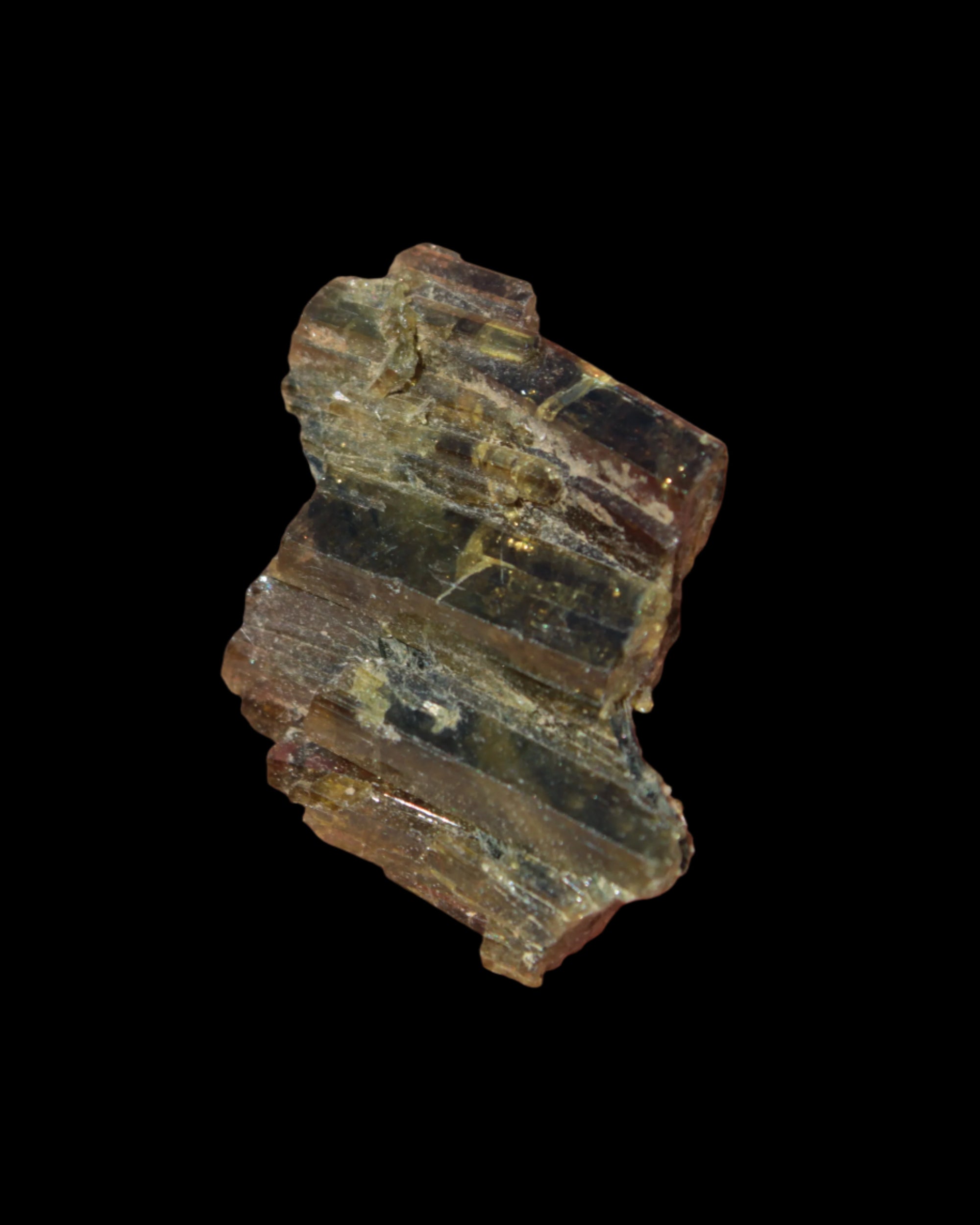 Olive Green with Golden Yellow Tourmaline columnar cluster from Skardu, Pakistan 3g - Rocks and Things Store