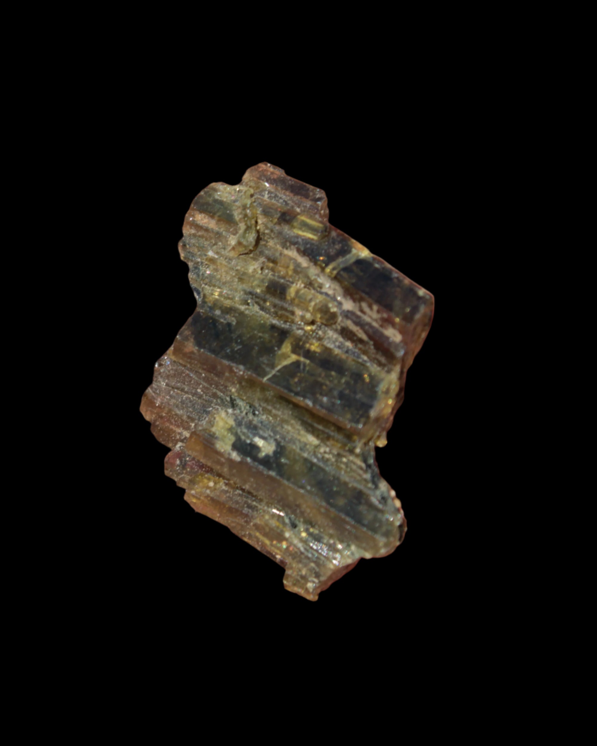 Olive Green with Golden Yellow Tourmaline columnar cluster from Skardu, Pakistan 3g - Rocks and Things Store