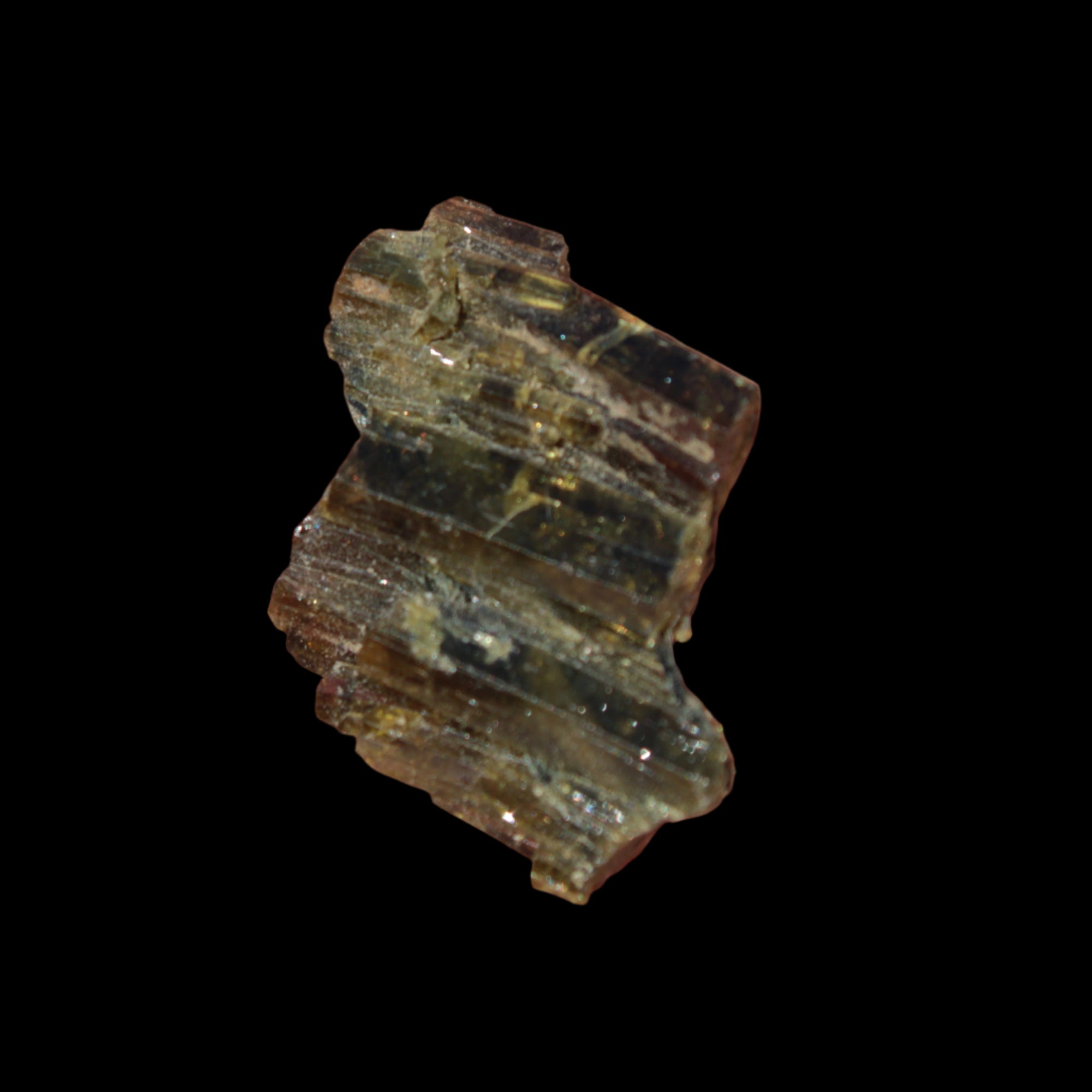 Olive Green with Golden Yellow Tourmaline columnar cluster from Skardu, Pakistan 3g - Rocks and Things Store