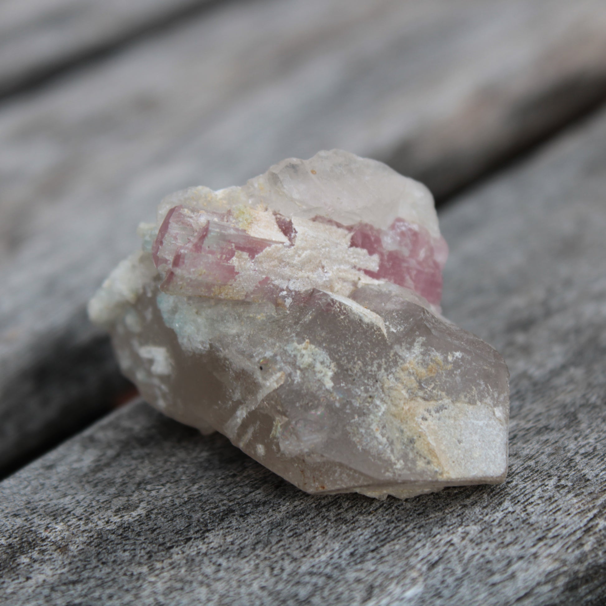 Pink Tourmaline on Smoky Quartz crystal from Afghanistan 112.8ct 22.56g Rocks and Things