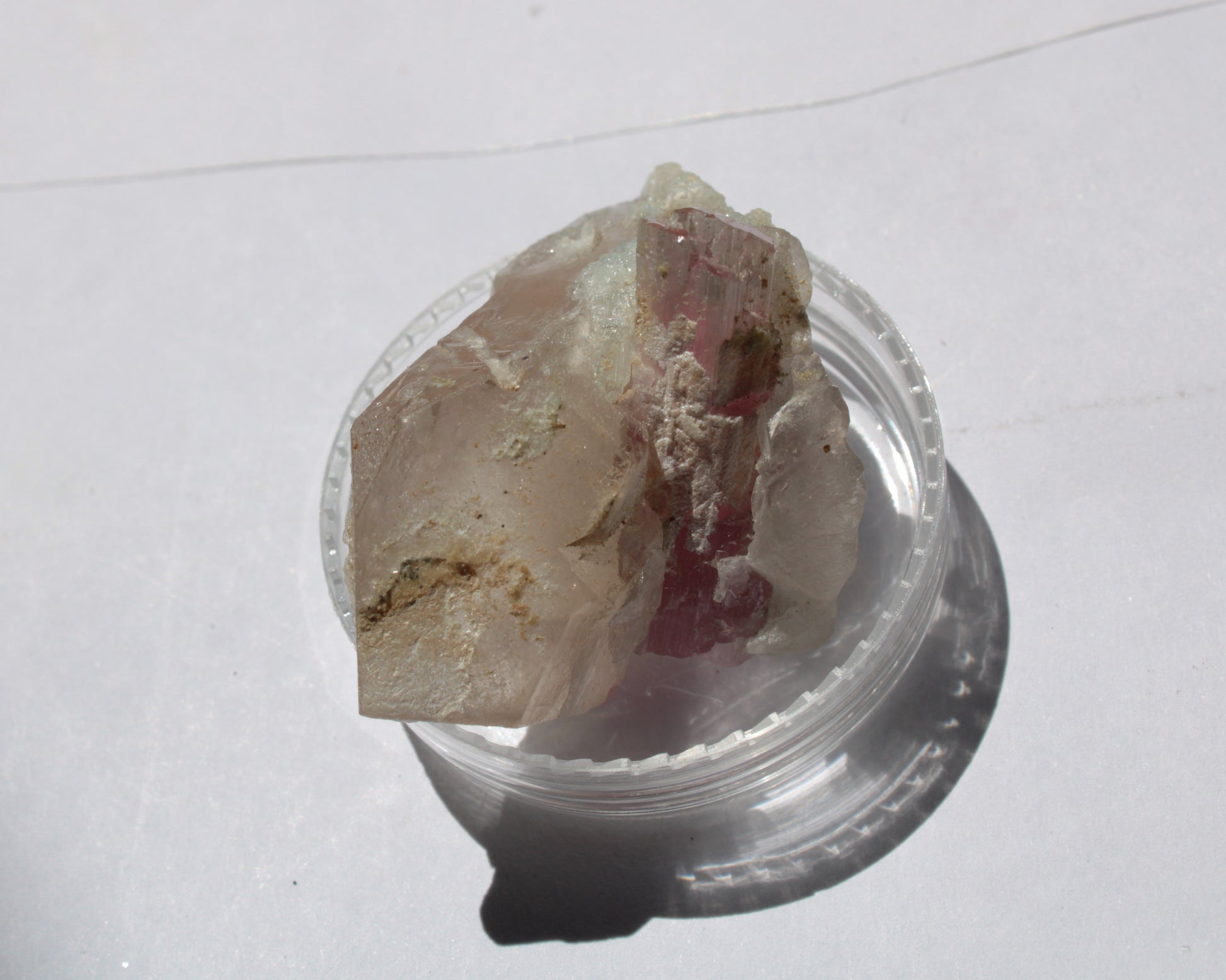 Pink Tourmaline on Smoky Quartz crystal from Afghanistan 112.8ct 22.56g Rocks and Things