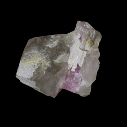 Pink Tourmaline on Smoky Quartz crystal from Afghanistan 112.8ct 22.56g, in artificial light  - Rocks and Things Store