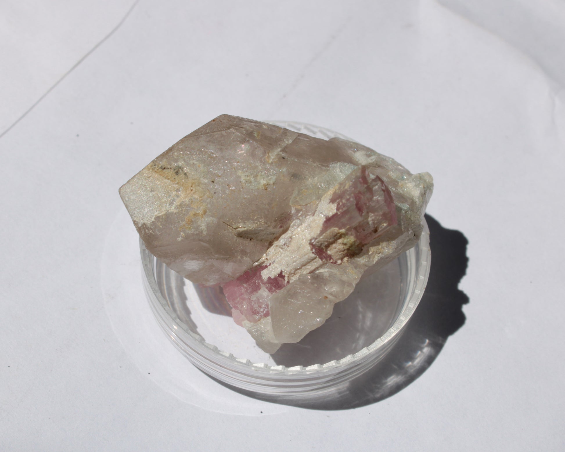 Pink Tourmaline on Smoky Quartz crystal from Afghanistan 112.8ct 22.56g Rocks and Things