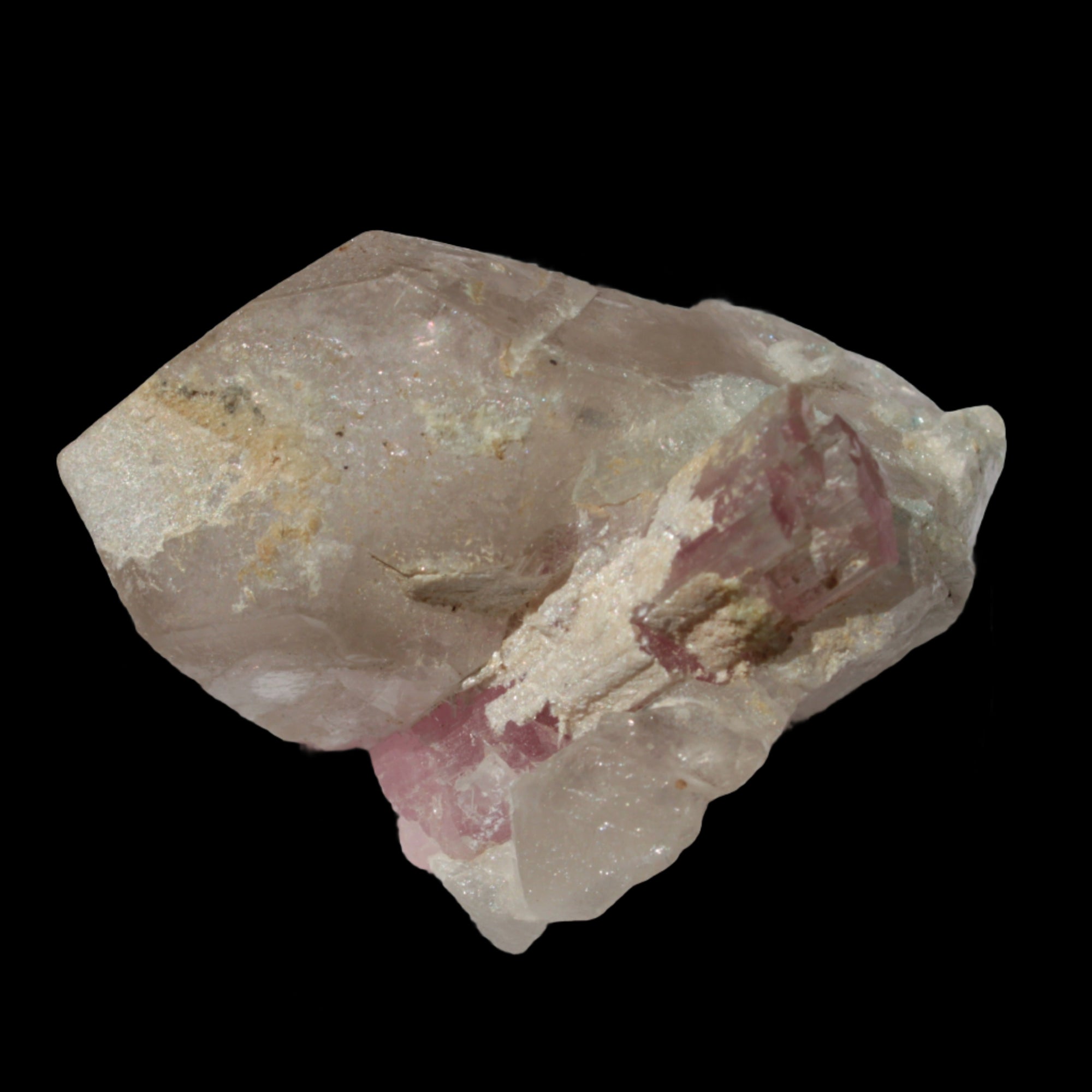 Pink Tourmaline on Smoky Quartz crystal from Afghanistan 112.8ct 22.56g in sunshine - Rocks and Things Store
