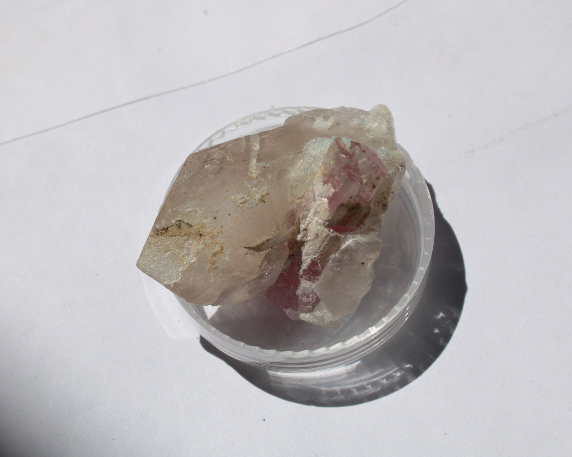 Pink Tourmaline on Smoky Quartz crystal from Afghanistan 112.8ct 22.56g Rocks and Things