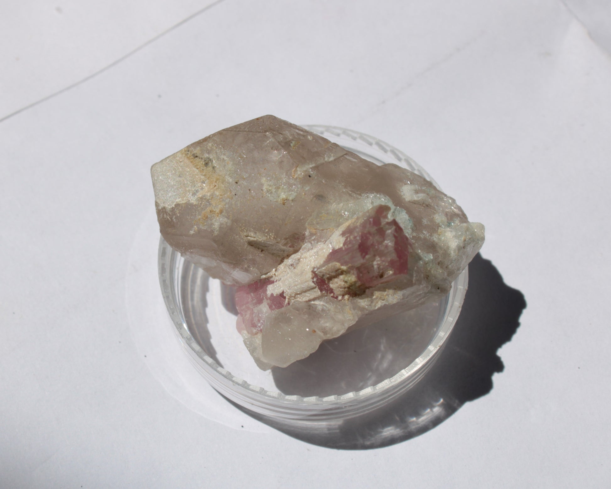 Pink Tourmaline on Smoky Quartz crystal from Afghanistan 112.8ct 22.56g Rocks and Things