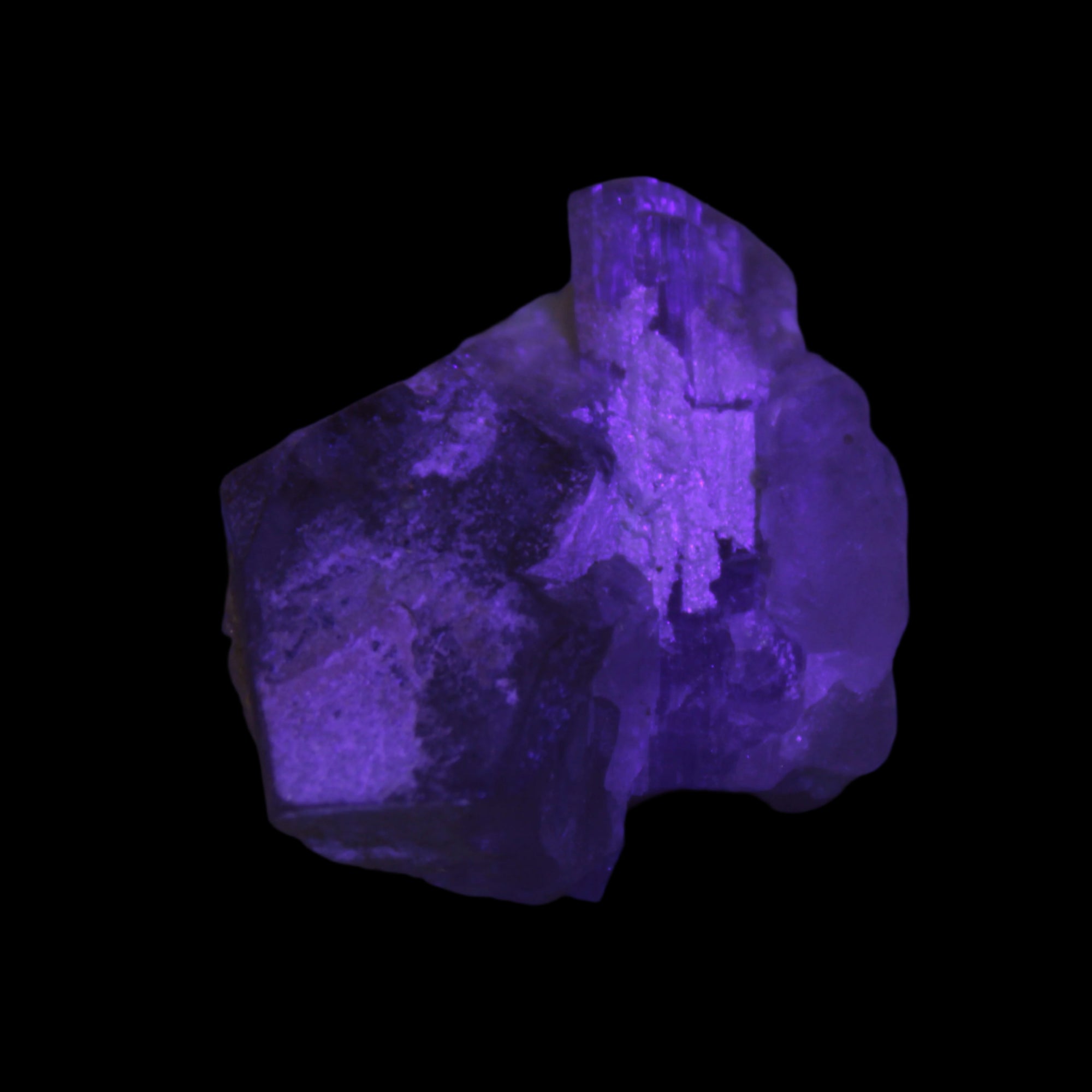 Pink Tourmaline on Smoky Quartz crystal from Afghanistan 112.8ct 22.56g in UV light - Rocks and Things Store