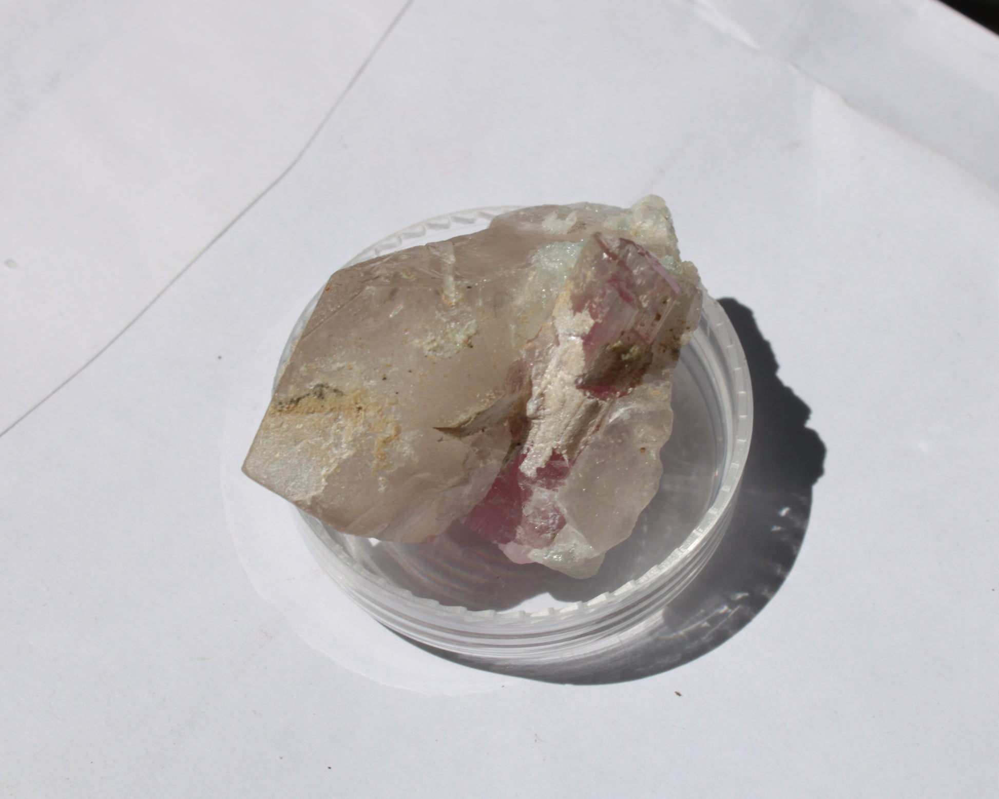 Pink Tourmaline on Smoky Quartz crystal from Afghanistan 112.8ct 22.56g Rocks and Things