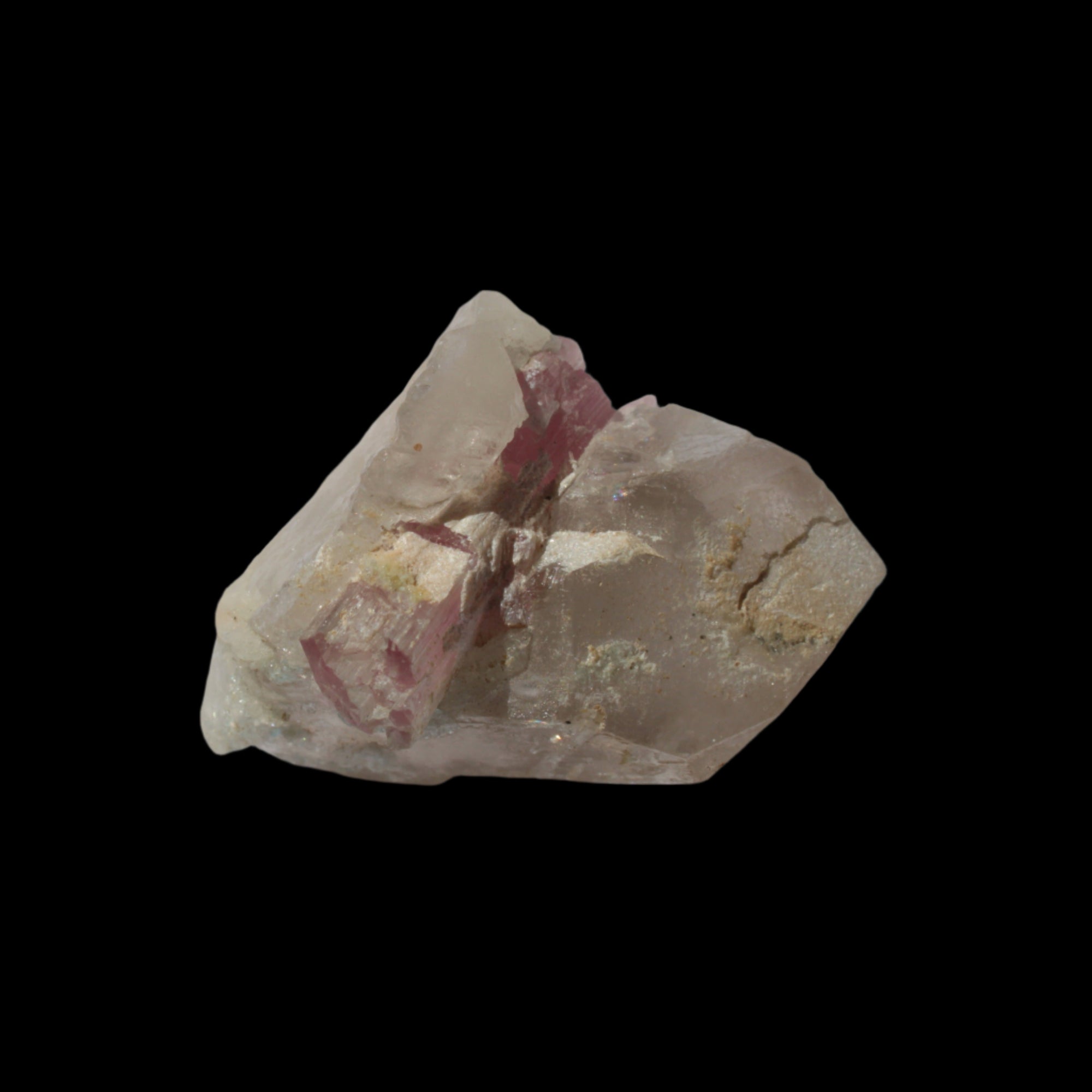 Pink Tourmaline on Smoky Quartz crystal from Afghanistan 112.8ct 22.56g in sunshine - Rocks and Things Store