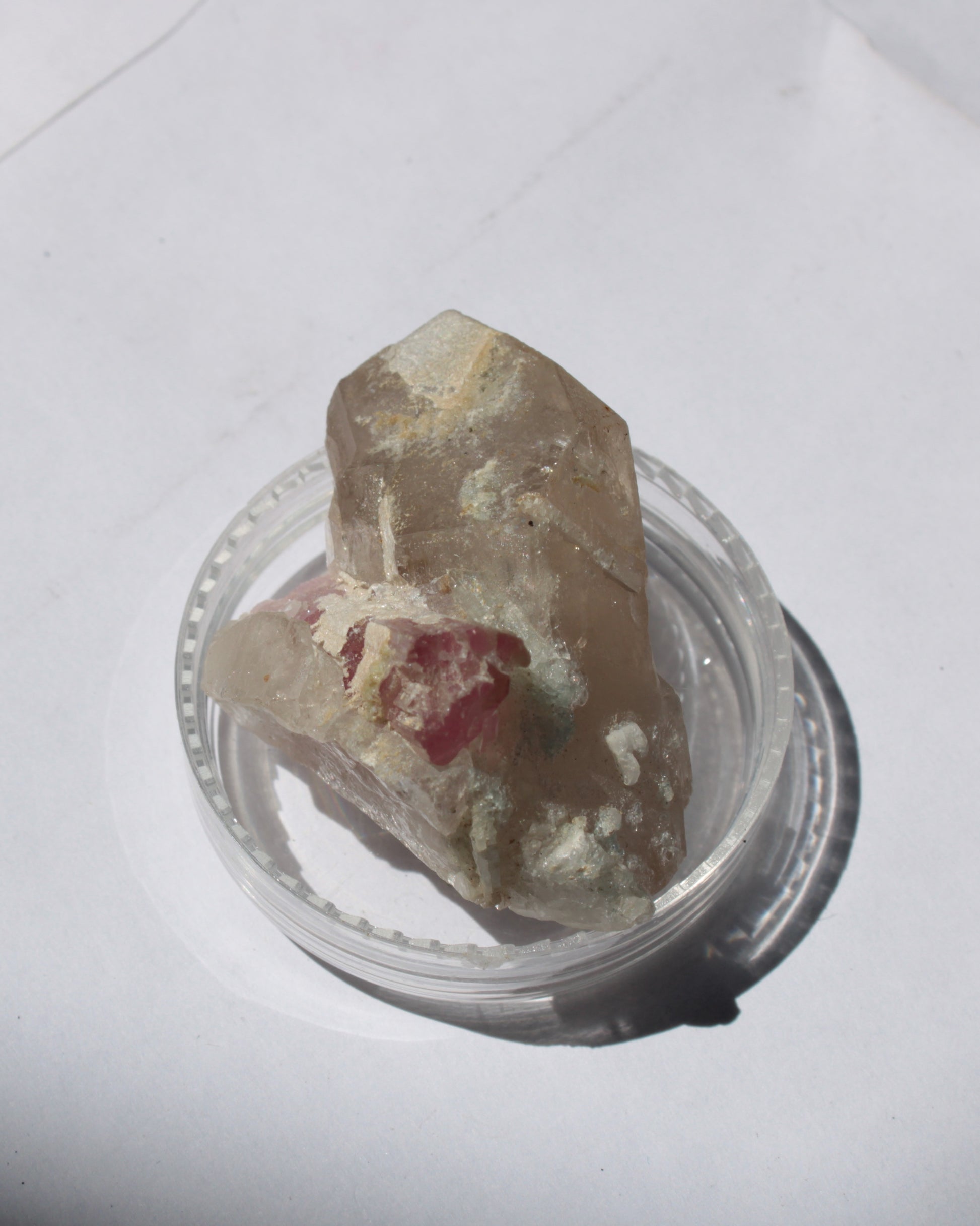 Pink Tourmaline on Smoky Quartz crystal from Afghanistan 112.8ct 22.56g Rocks and Things