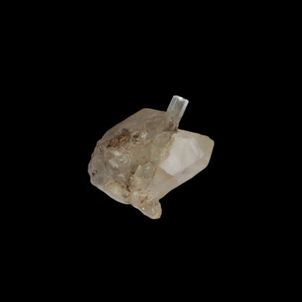 Terminated Aquamarine crystal pair in twinned Quartz crystal 57.6ct 11.5g - Rocks and Things Store