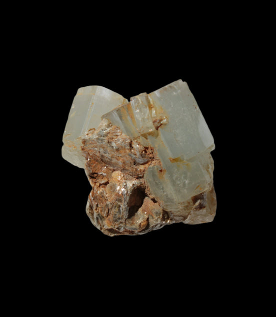 Clear terminated Aquamarine crystal cluster with Muscovite from Afghanistan in sunshine 13.1g - Rocks and Things Store