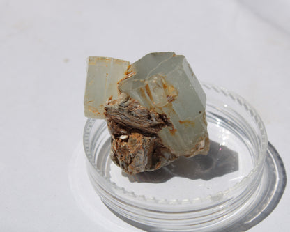 Clear terminated Aquamarine crystal cluster with Muscovite from Afghanistan 13.1g