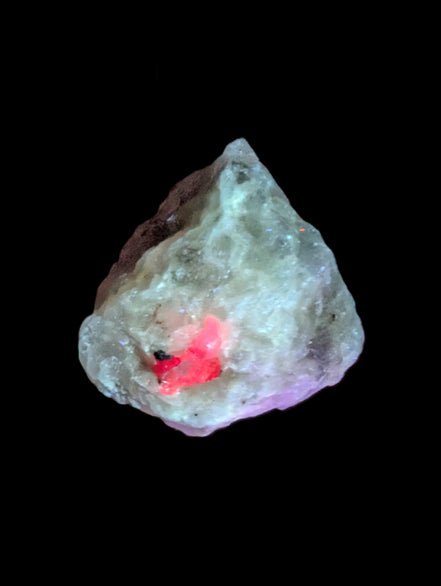 Ruby UV reactive with Phlogopite in Marble/Dolomite matrix 398.9ct 79.8g in UV light - Rocks and Things Store