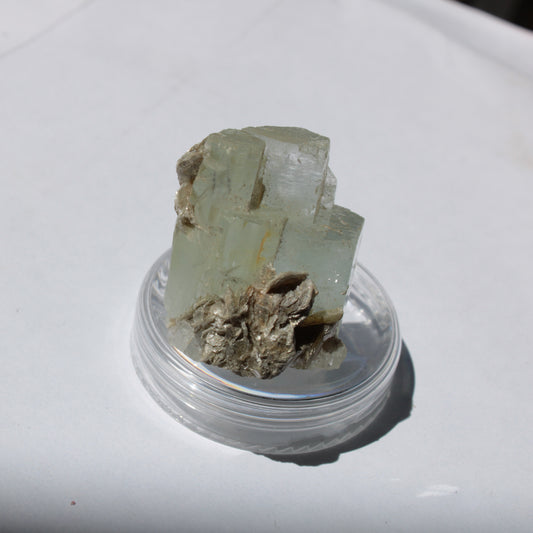 Blue Aquamarine stepped terminated crystal ladder with Muscovite from Afghanistan 26.4g