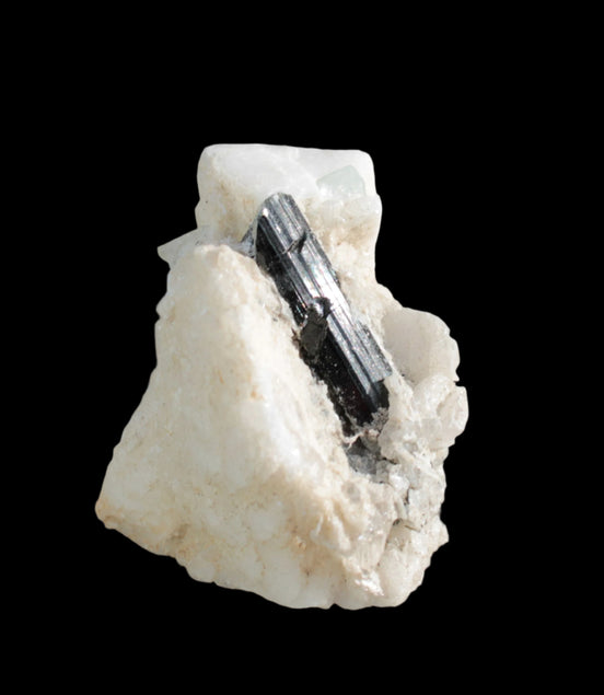 Green Tourmaline with Aquamarine in Marble from Afghanistan 134ct 26.8g - Rocks and Things Store