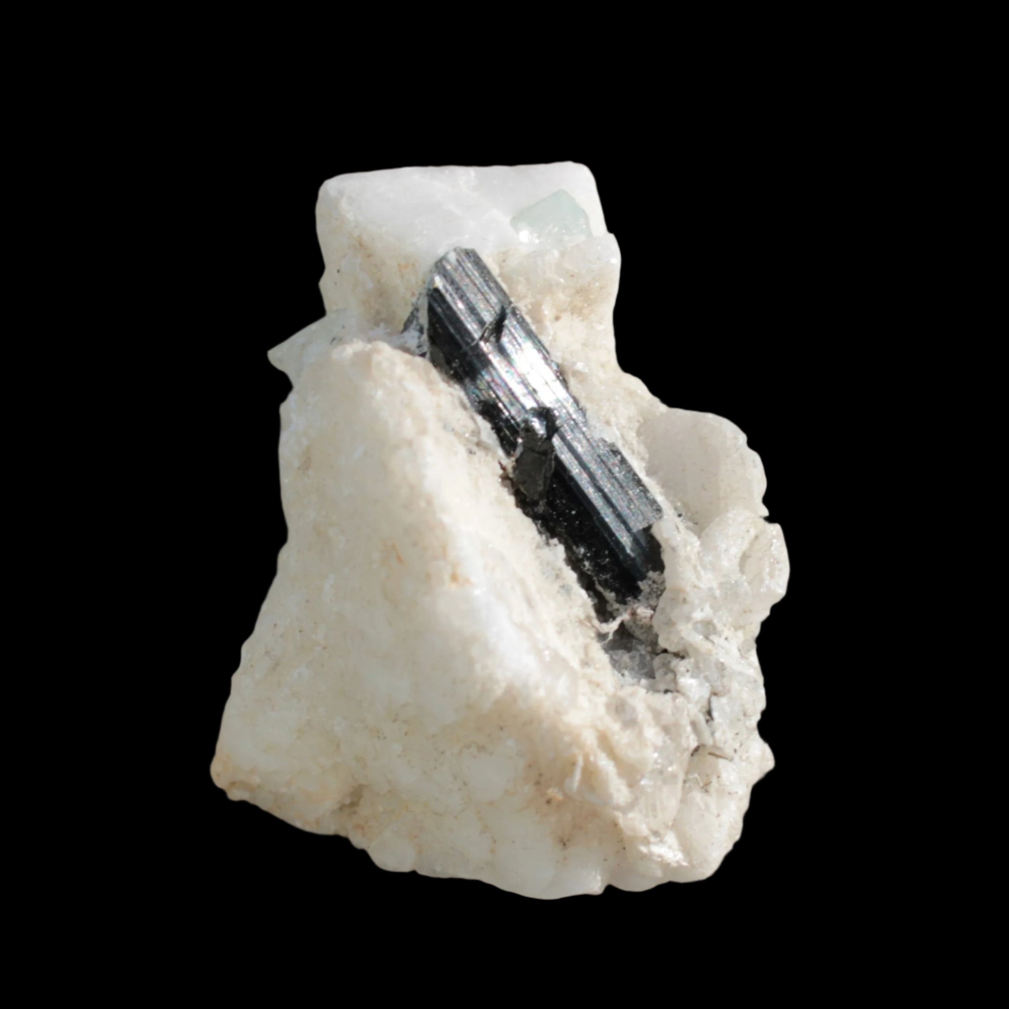 Green Tourmaline with Aquamarine in Marble from Afghanistan 134ct 26.8g - Rocks and Things Store