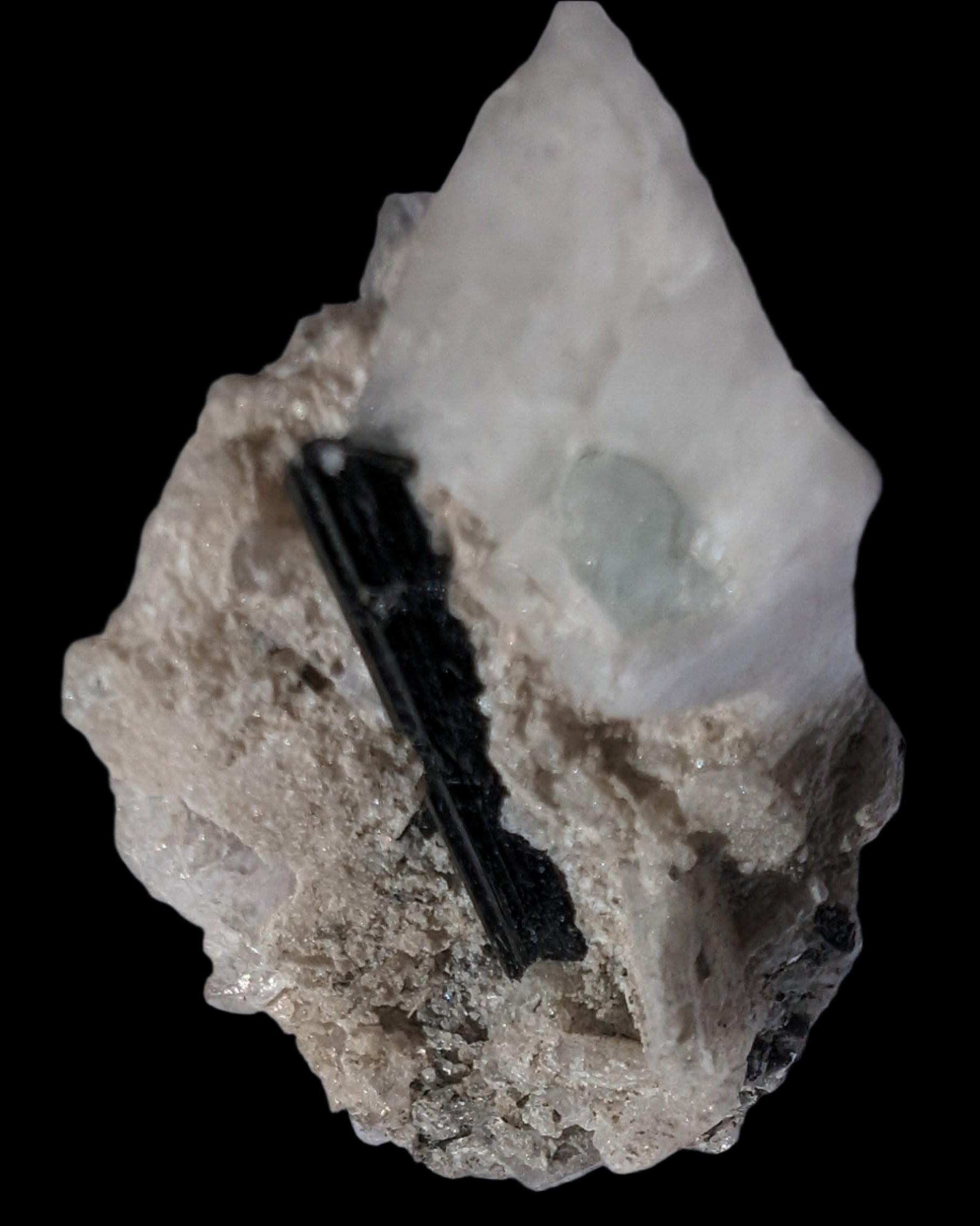 Green Tourmaline with Aquamarine in Marble from Afghanistan 134ct 26.8g - Rocks and Things Store