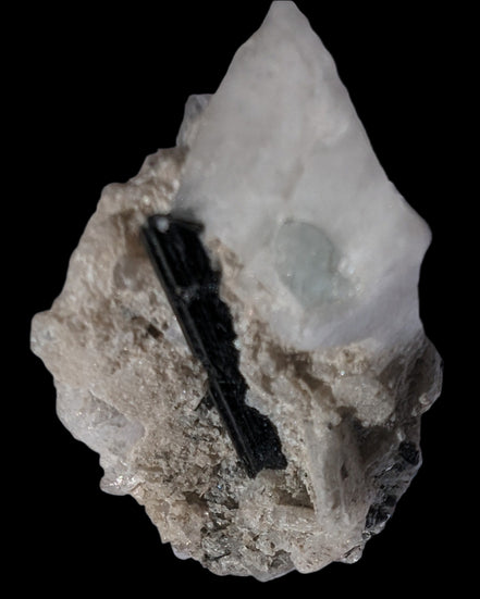 Green Tourmaline with Aquamarine in Marble from Afghanistan 134ct 26.8g - Rocks and Things Store