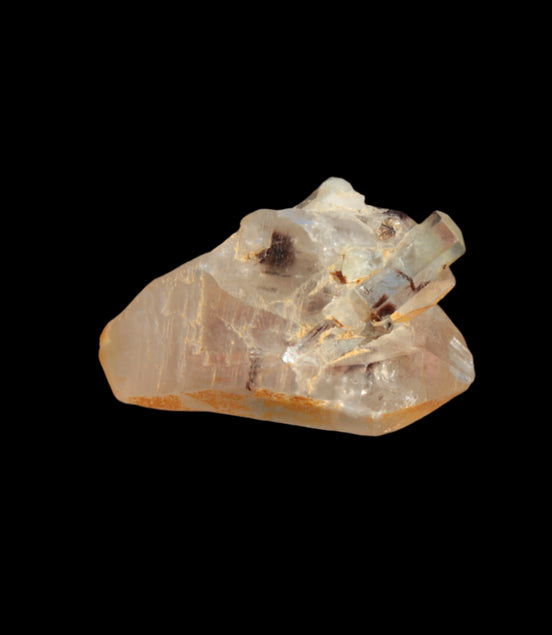 Lemurian elestial Smoky Quartz cluster with Aquamarine from Afghanistan 44.4ct 8.9g in sunshine - Rocks and Things Store