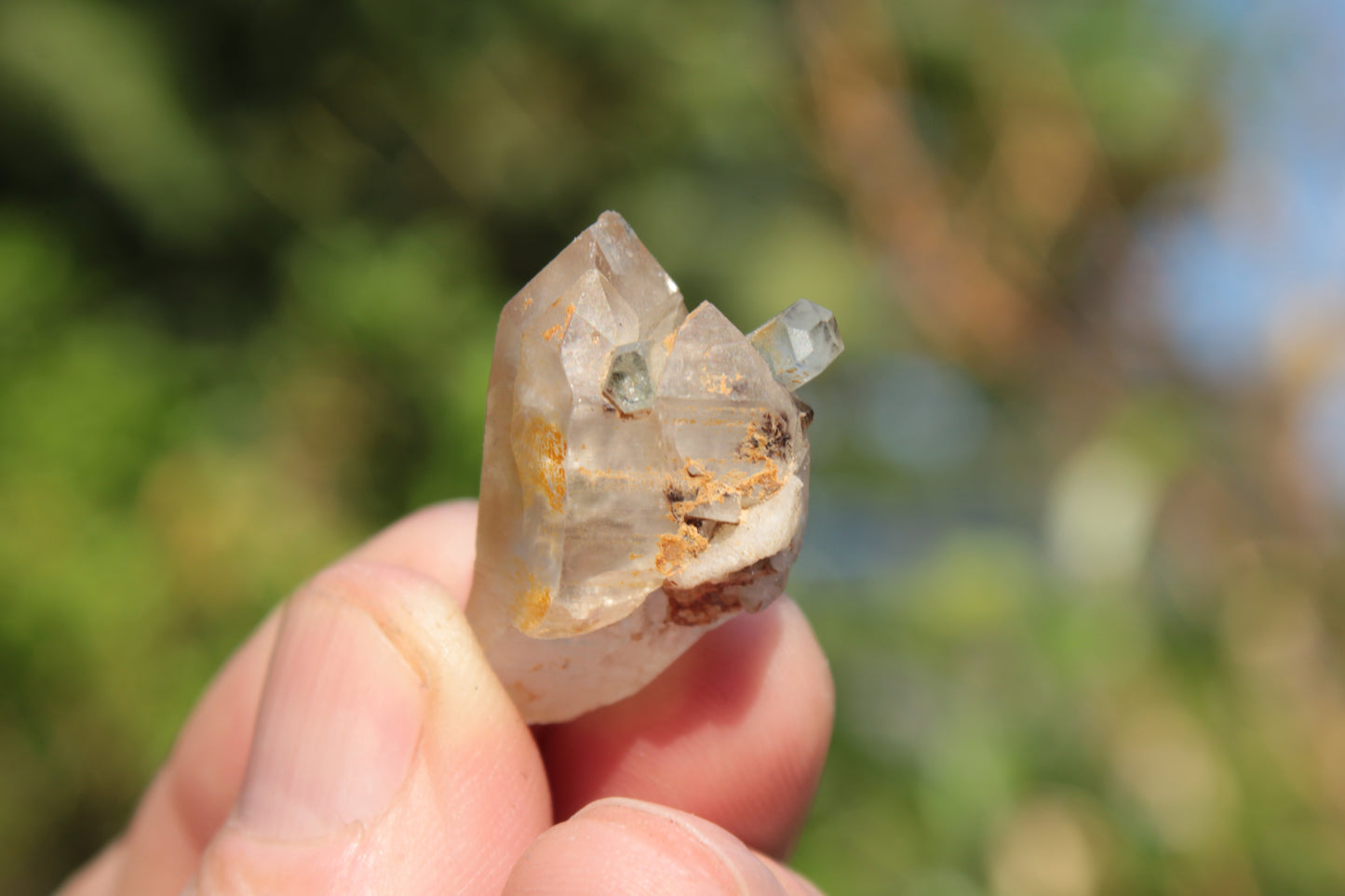 Lemurian elestial Smoky Quartz cluster with Aquamarine from Afghanistan 44.4ct 8.9g Rocks and Things