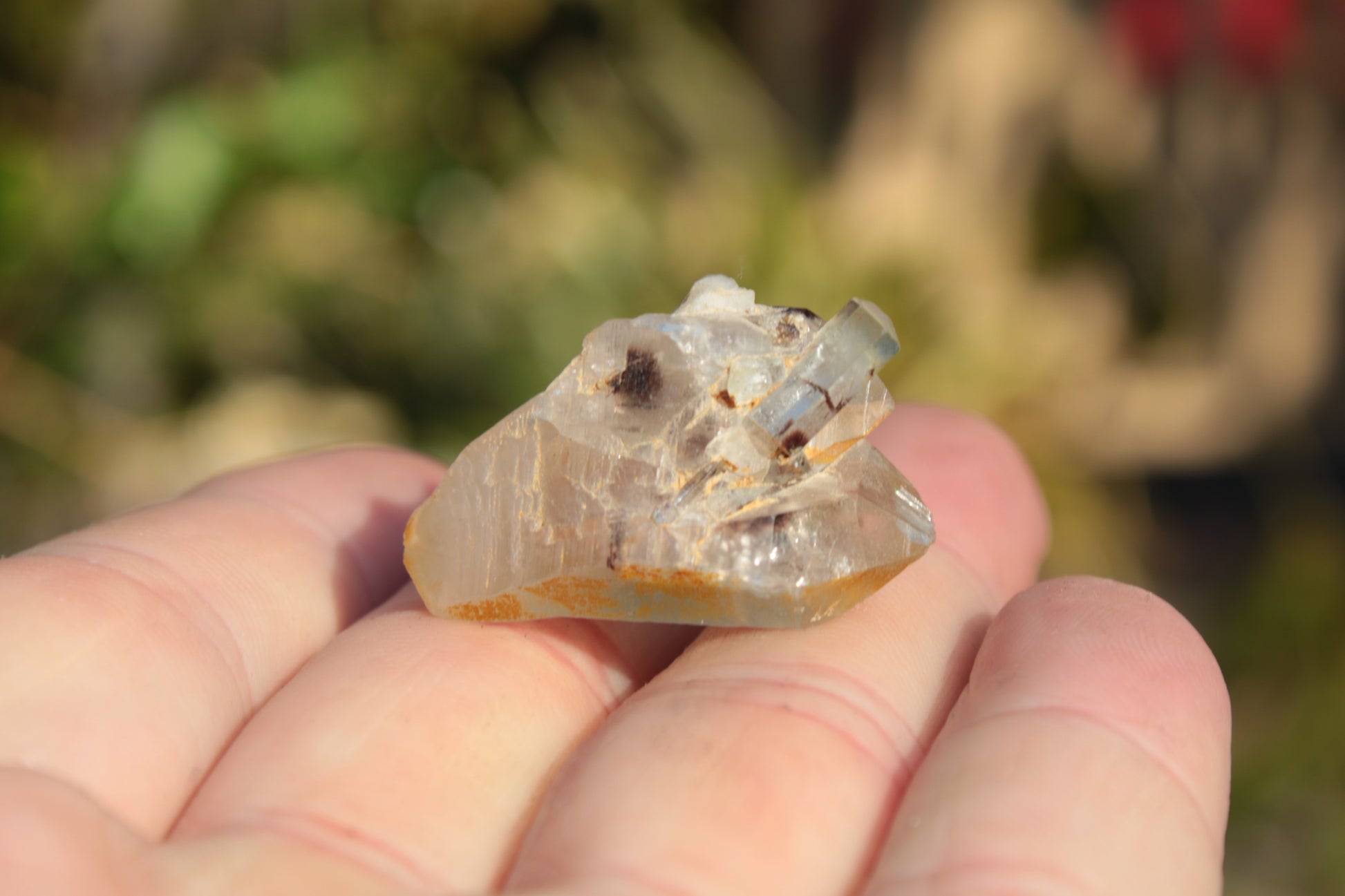 Lemurian elestial Smoky Quartz cluster with Aquamarine from Afghanistan 44.4ct 8.9g Rocks and Things