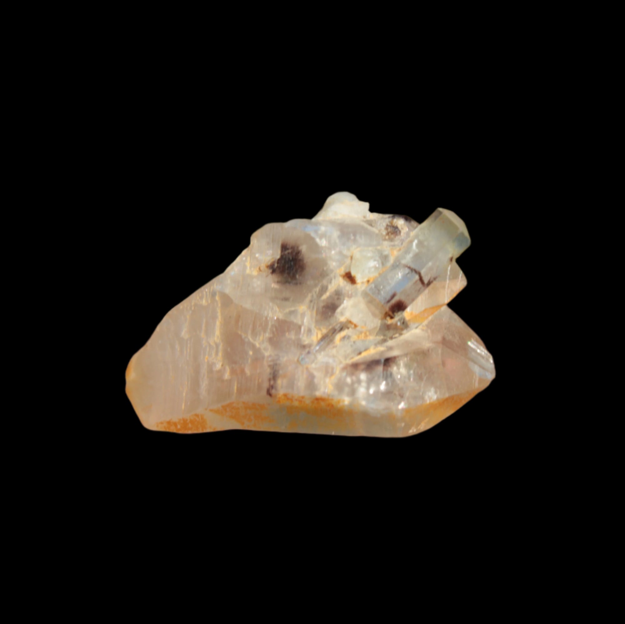 Lemurian elestial Smoky Quartz cluster with Aquamarine from Afghanistan 44.4ct 8.9g in sunshine - Rocks and Things Store