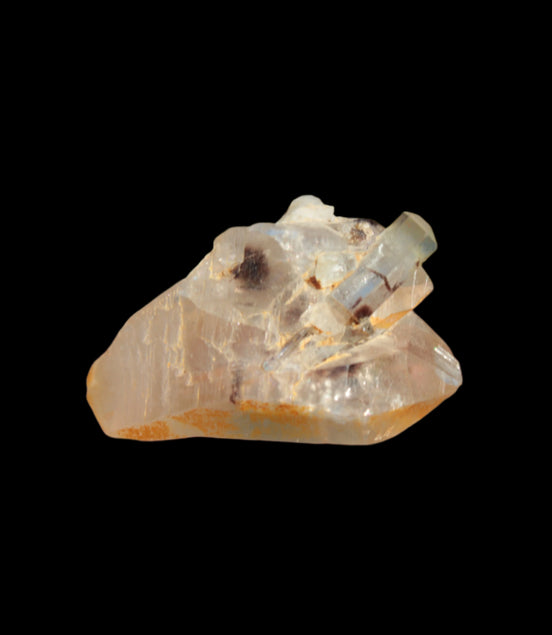 Lemurian elestial Smoky Quartz cluster with Aquamarine from Afghanistan 44.4ct 8.9g in sunshine - Rocks and Things Store