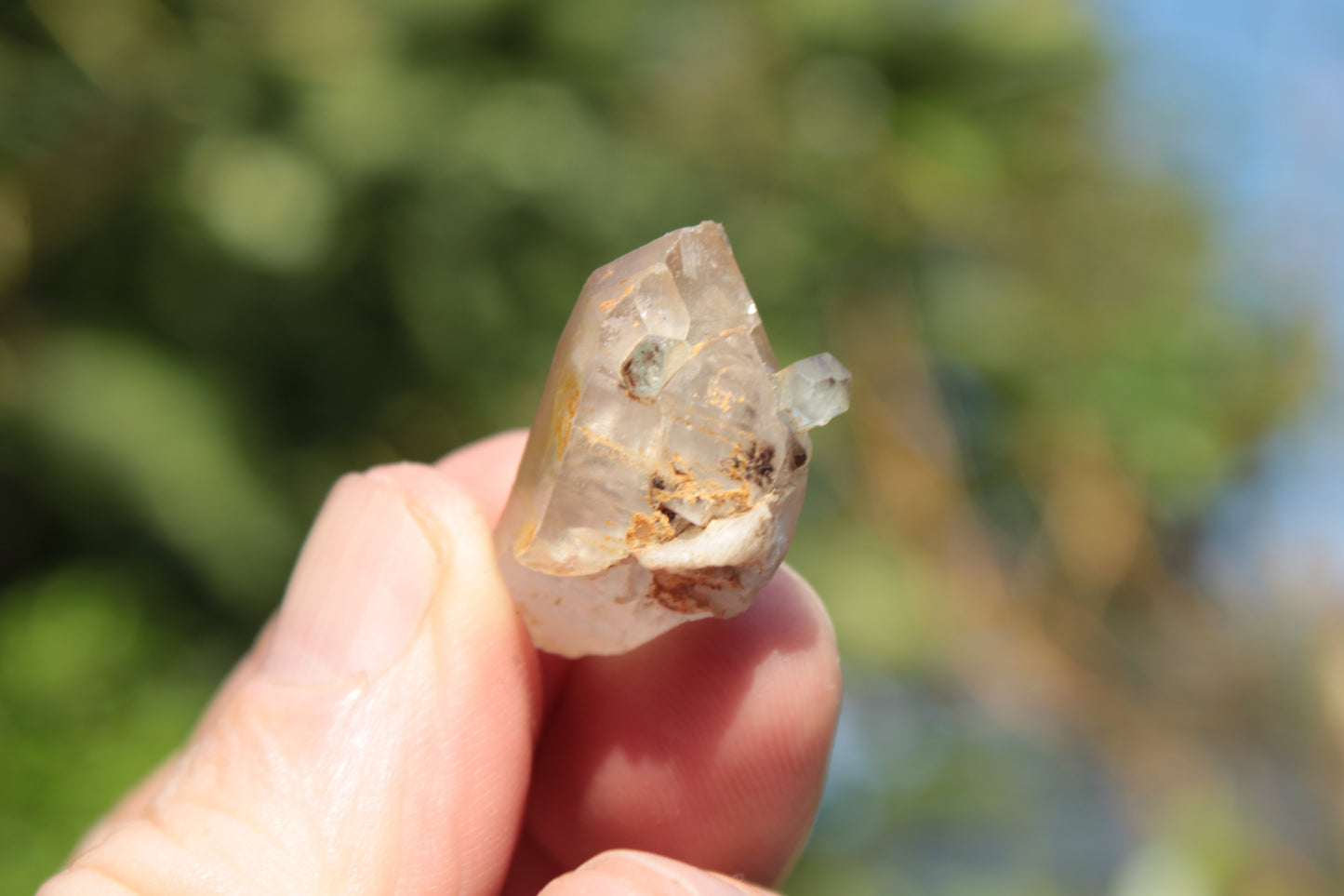 Lemurian elestial Smoky Quartz cluster with Aquamarine from Afghanistan 44.4ct 8.9g Rocks and Things