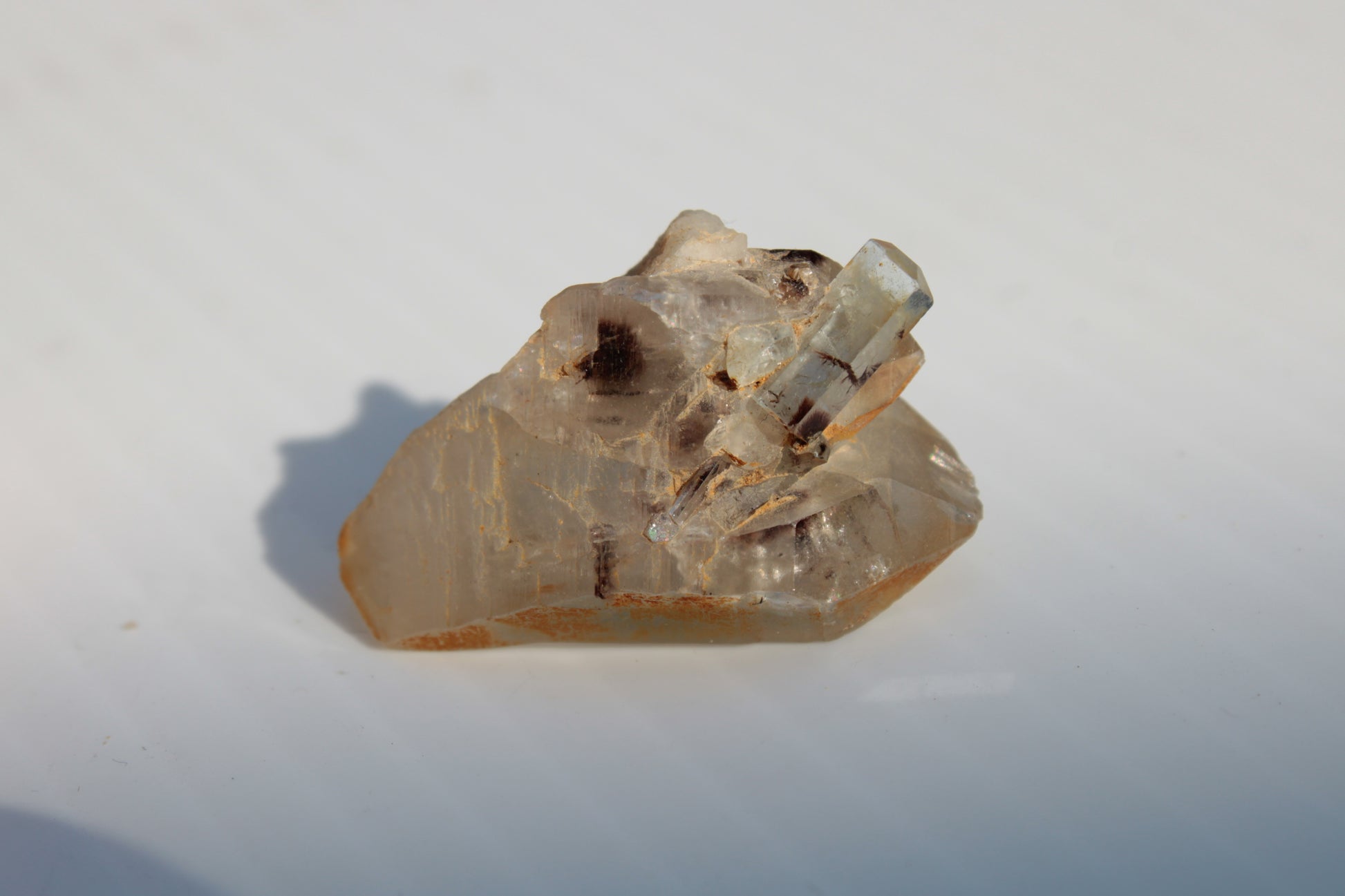 Lemurian elestial Smoky Quartz cluster with Aquamarine from Afghanistan 44.4ct 8.9g Rocks and Things