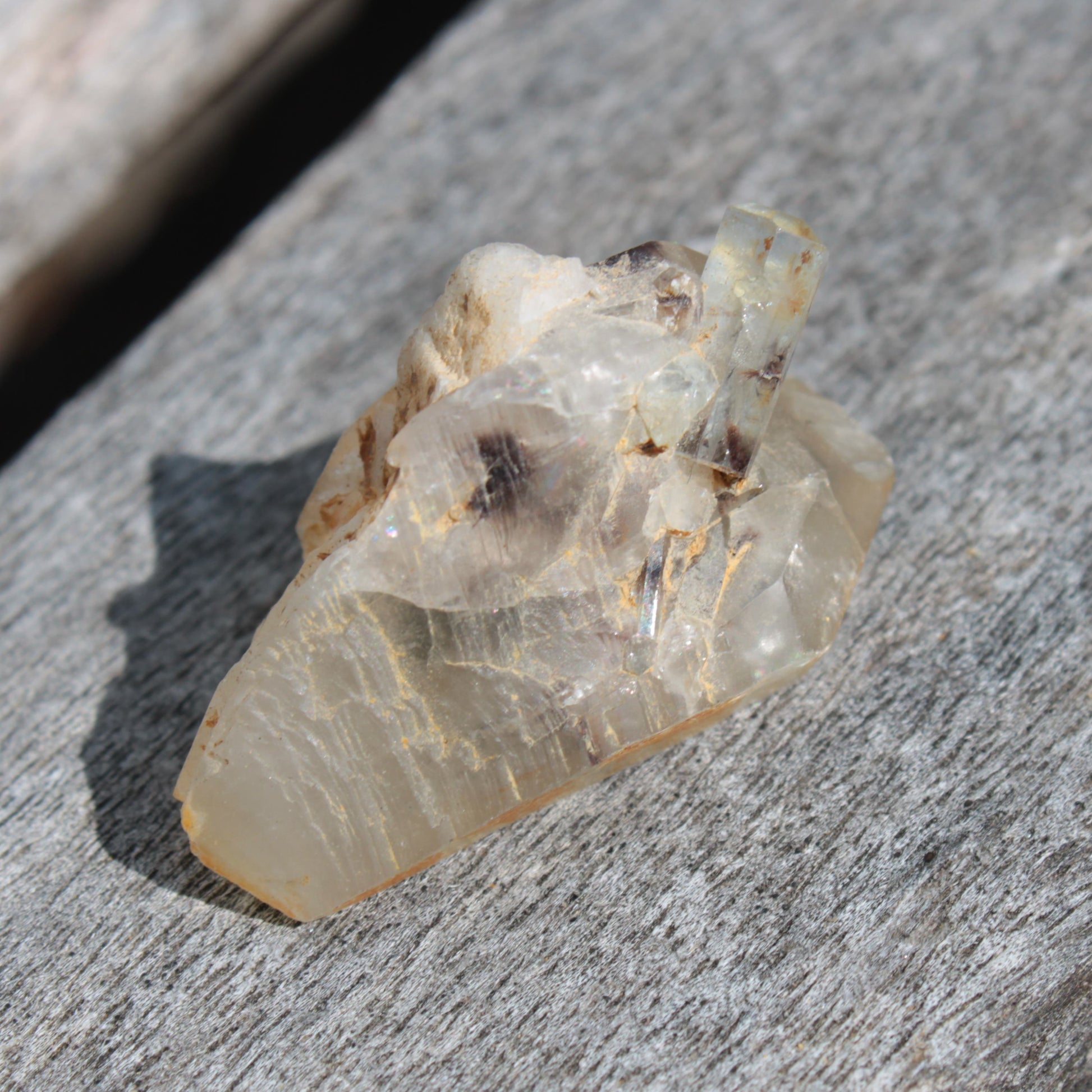 Lemurian elestial Smoky Quartz cluster with Aquamarine from Afghanistan 44.4ct 8.9g Rocks and Things