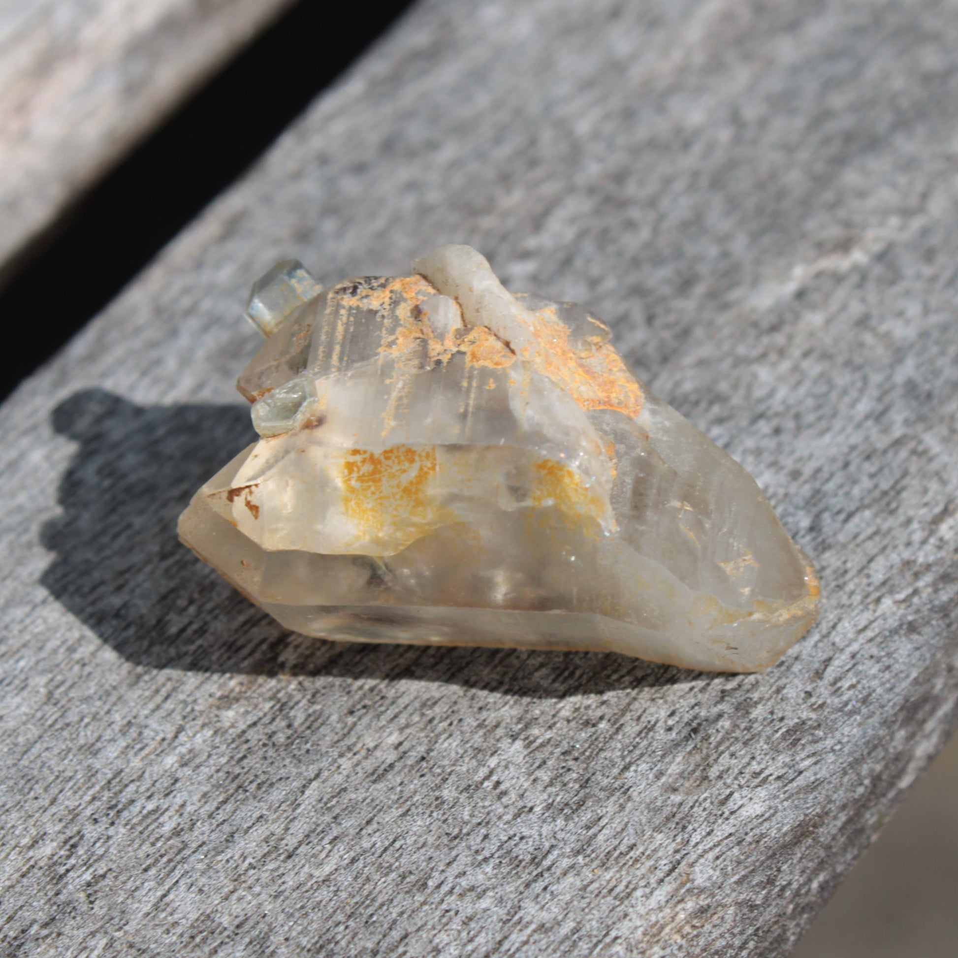 Lemurian elestial Smoky Quartz cluster with Aquamarine from Afghanistan 44.4ct 8.9g Rocks and Things