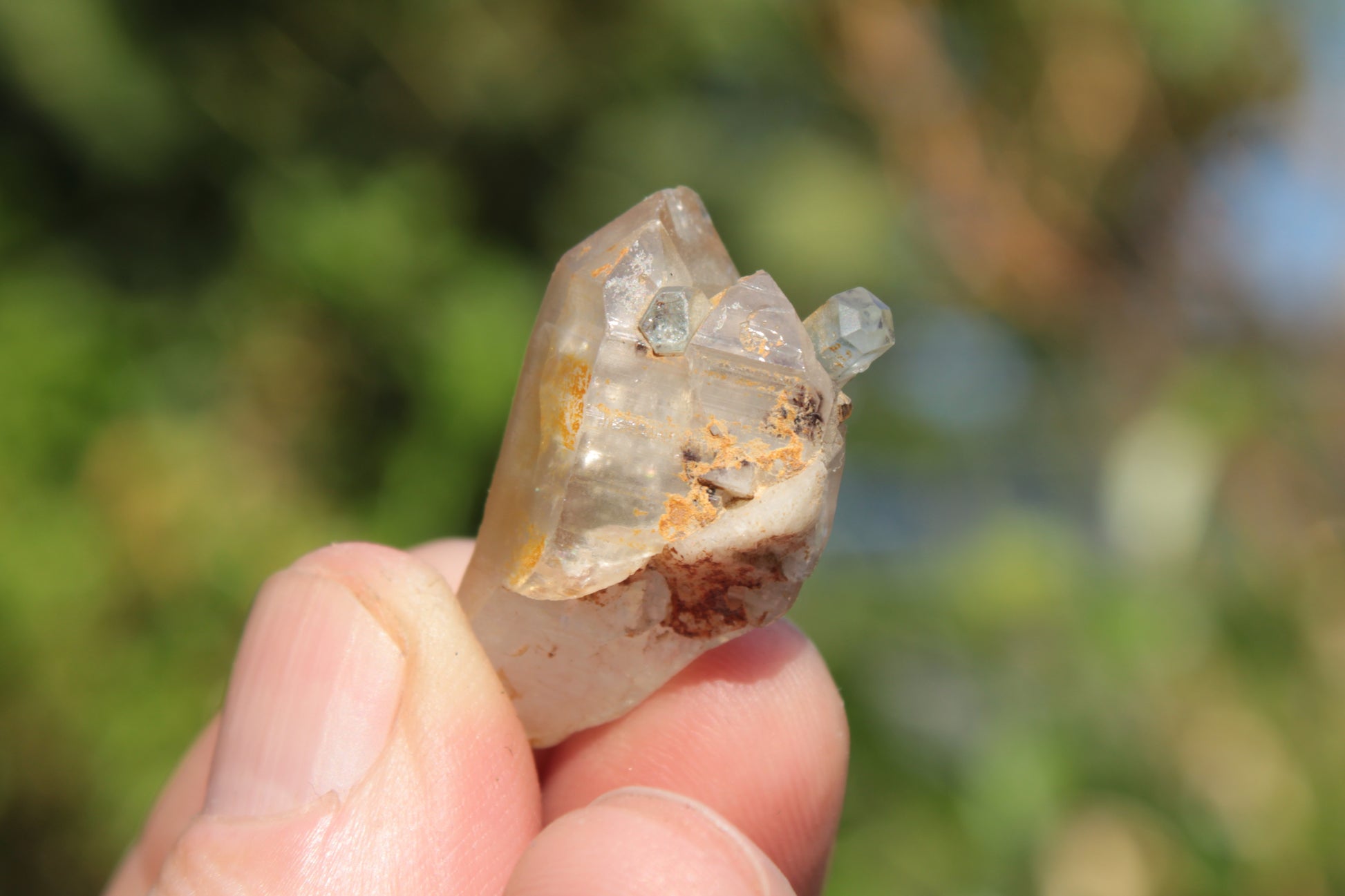 Lemurian elestial Smoky Quartz cluster with Aquamarine from Afghanistan 44.4ct 8.9g Rocks and Things