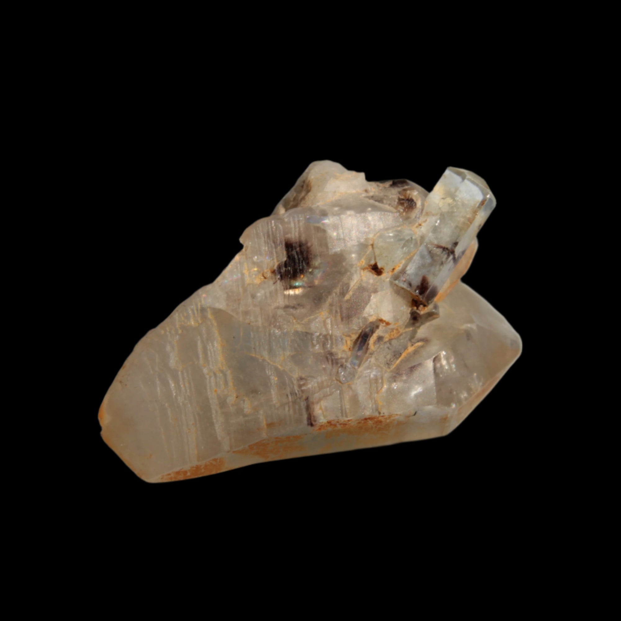 Lemurian elestial Smoky Quartz cluster with Aquamarine from Afghanistan 44.4ct 8.9g in sunshine - Rocks and Things Store