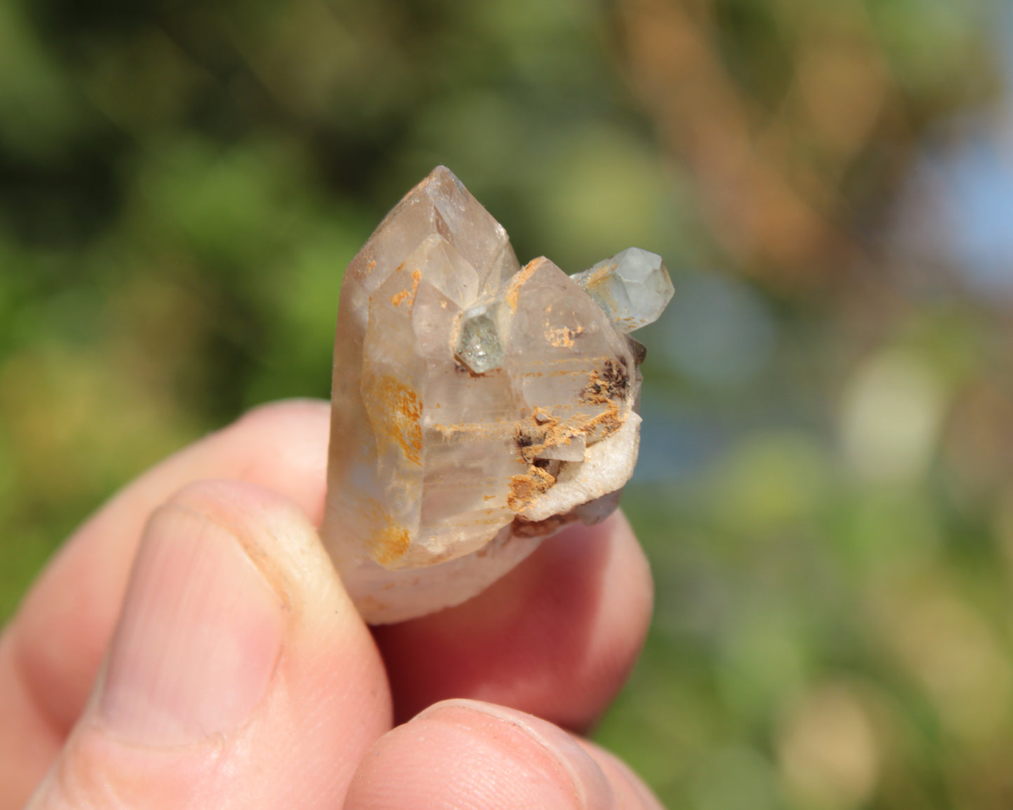 Lemurian elestial Smoky Quartz cluster with Aquamarine from Afghanistan 44.4ct 8.9g Rocks and Things