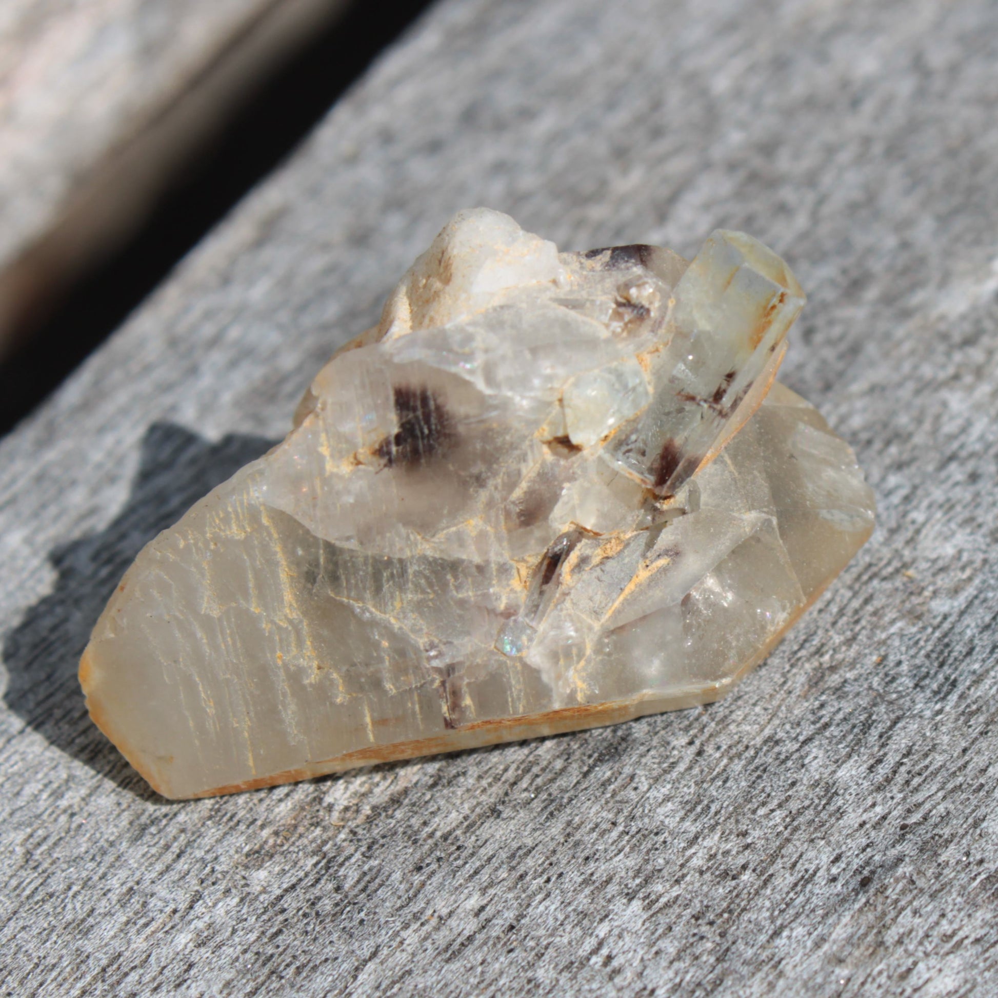 Lemurian elestial Smoky Quartz cluster with Aquamarine from Afghanistan 44.4ct 8.9g Rocks and Things