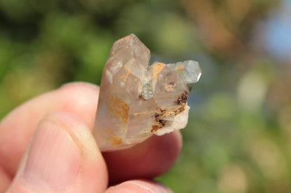 Lemurian elestial Smoky Quartz cluster with Aquamarine from Afghanistan 44.4ct 8.9g Rocks and Things