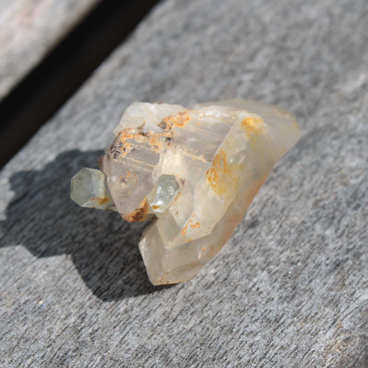 Lemurian elestial Smoky Quartz cluster with Aquamarine from Afghanistan 44.4ct 8.9g Rocks and Things