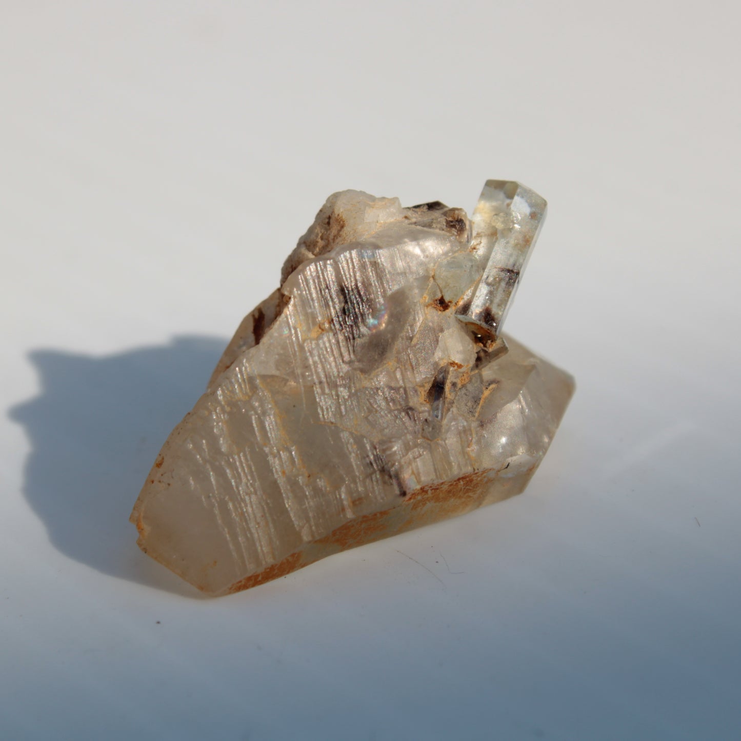 Lemurian elestial Smoky Quartz cluster with Aquamarine from Afghanistan 44.4ct 8.9g Rocks and Things