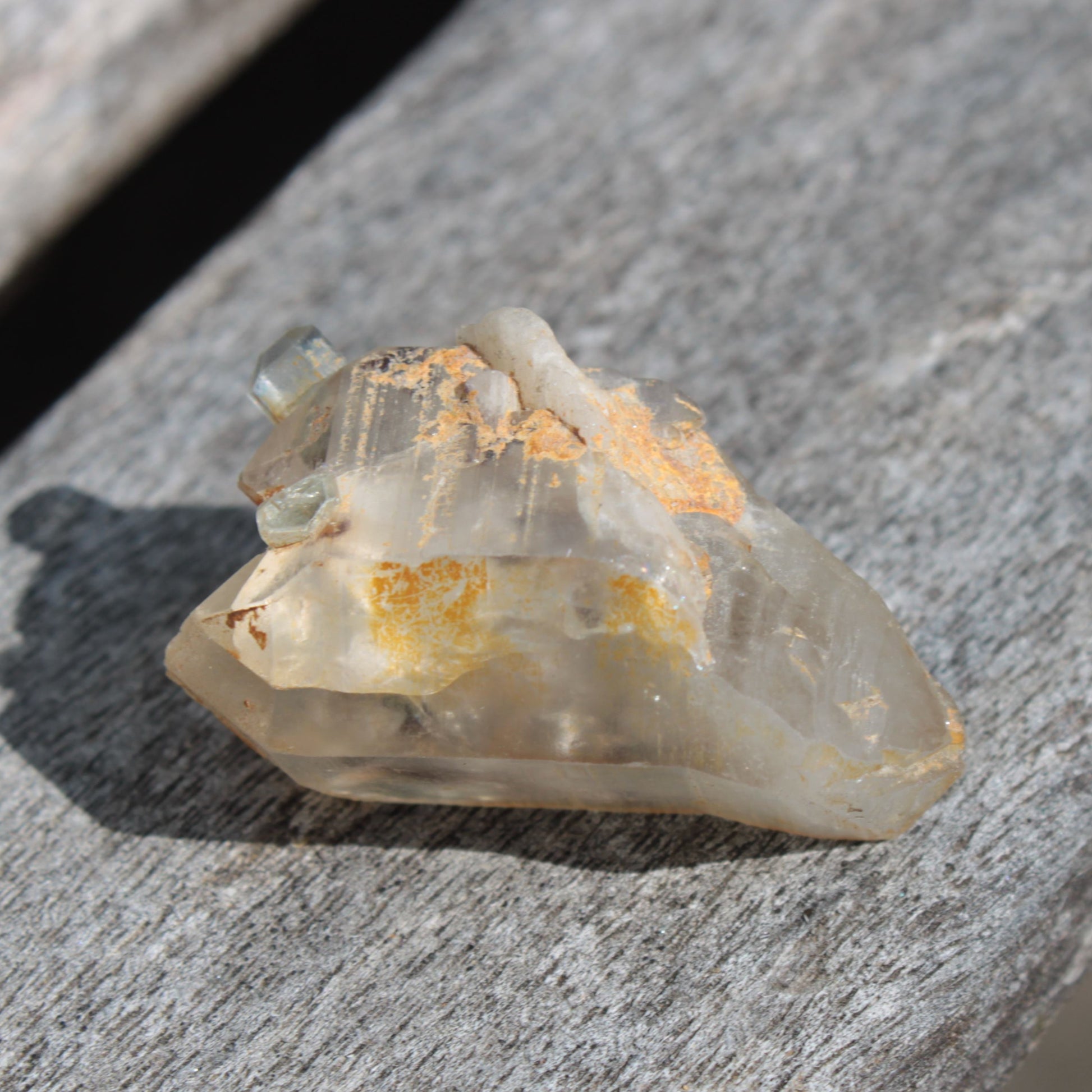 Lemurian elestial Smoky Quartz cluster with Aquamarine from Afghanistan 44.4ct 8.9g Rocks and Things