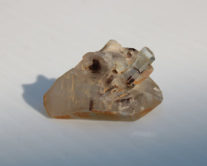 Lemurian elestial Smoky Quartz cluster with Aquamarine from Afghanistan 44.4ct 8.9g Rocks and Things