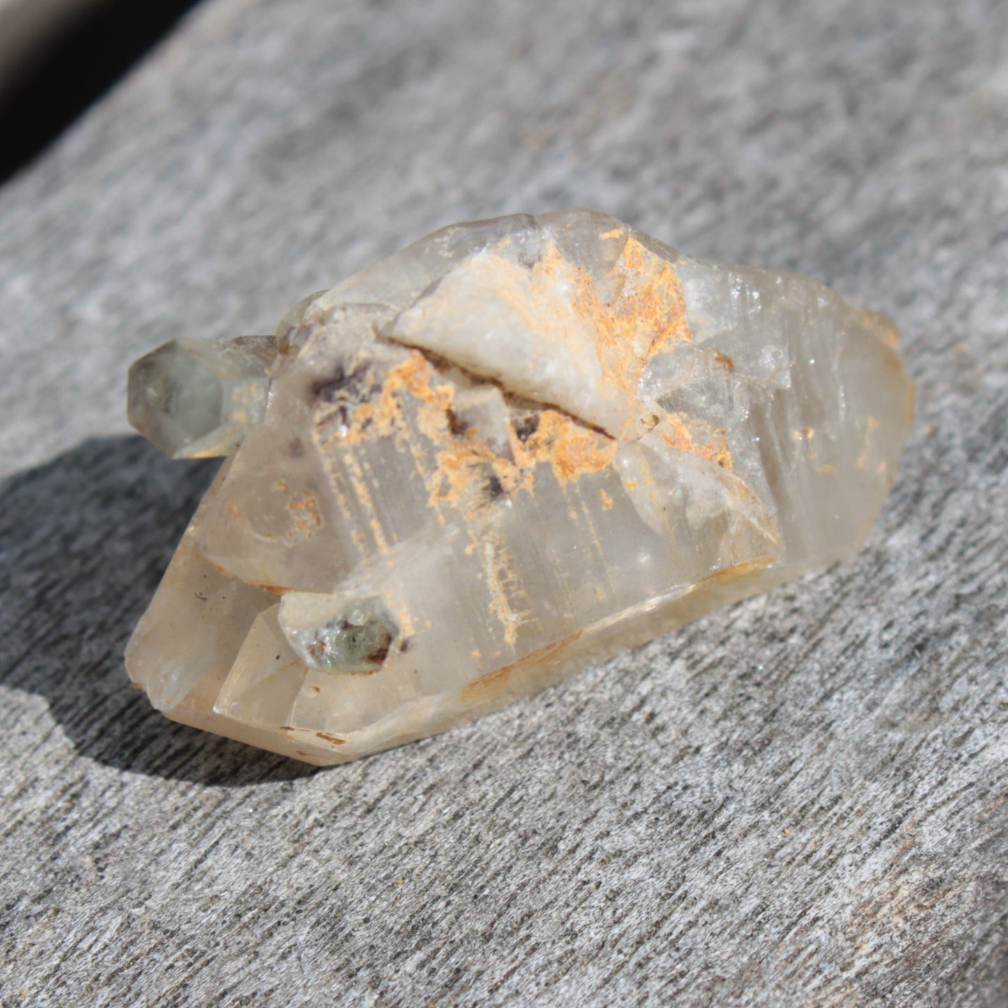 Lemurian elestial Smoky Quartz cluster with Aquamarine from Afghanistan 44.4ct 8.9g Rocks and Things