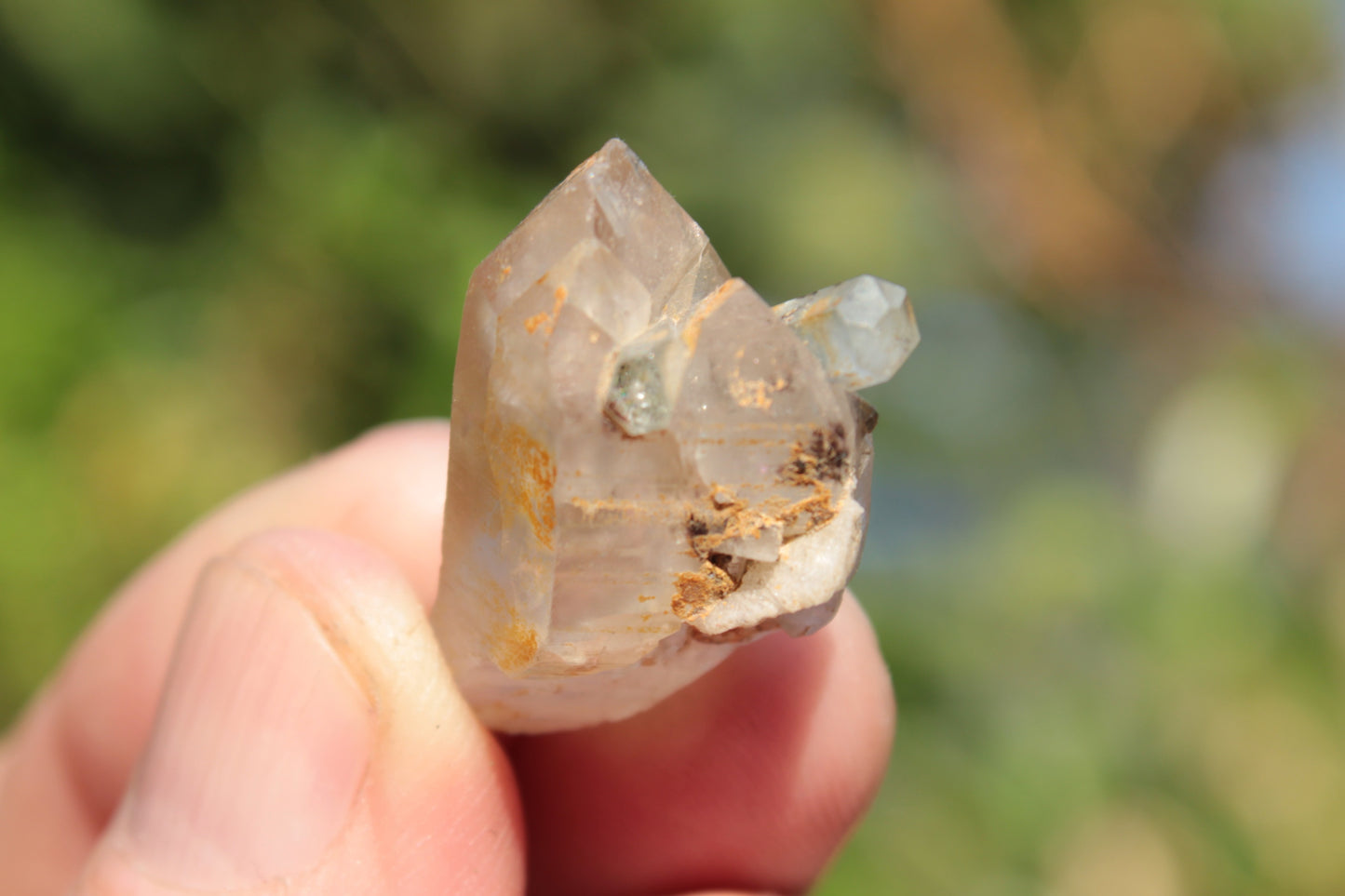 Lemurian elestial Smoky Quartz cluster with Aquamarine from Afghanistan 44.4ct 8.9g Rocks and Things