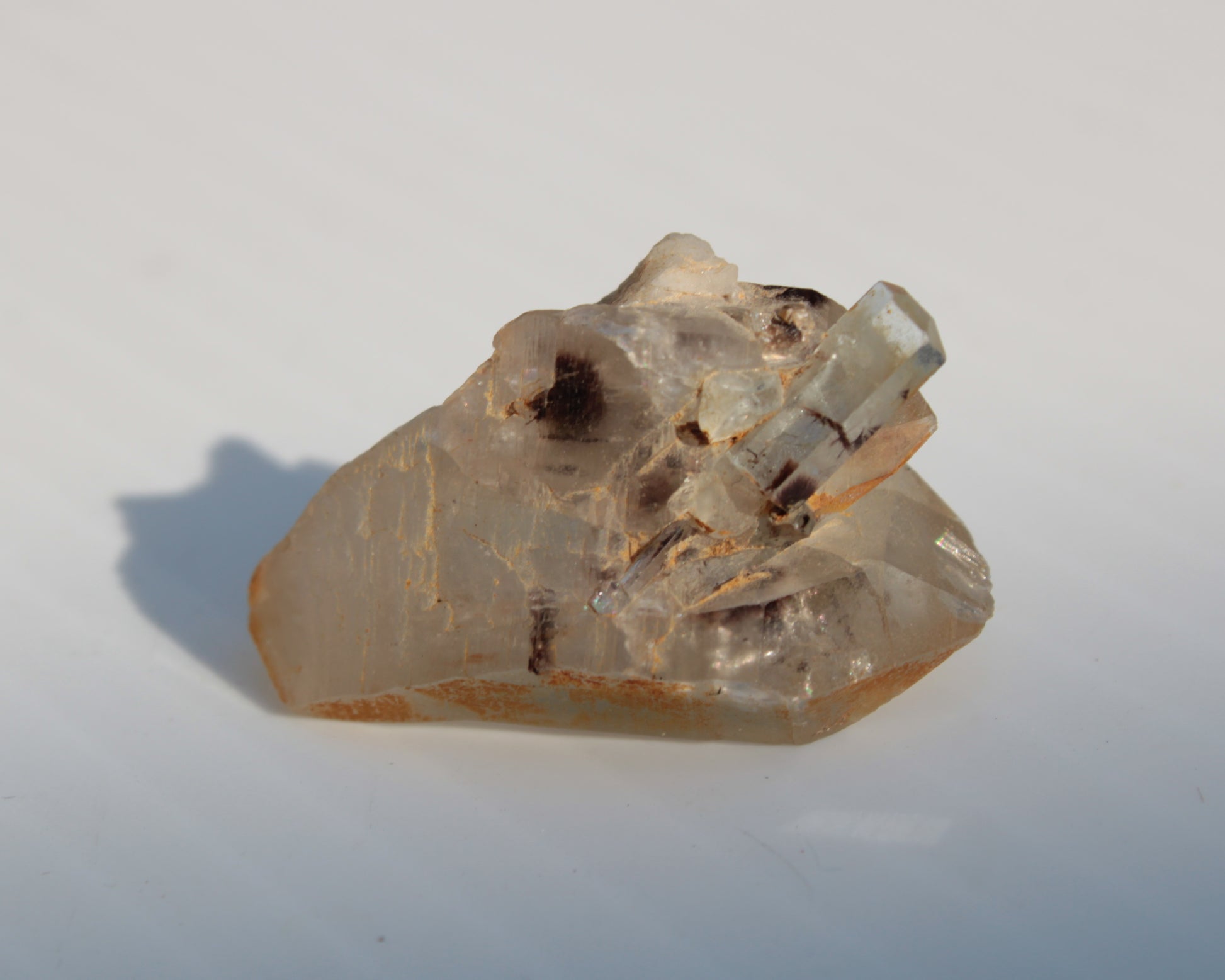 Lemurian elestial Smoky Quartz cluster with Aquamarine from Afghanistan 44.4ct 8.9g Rocks and Things