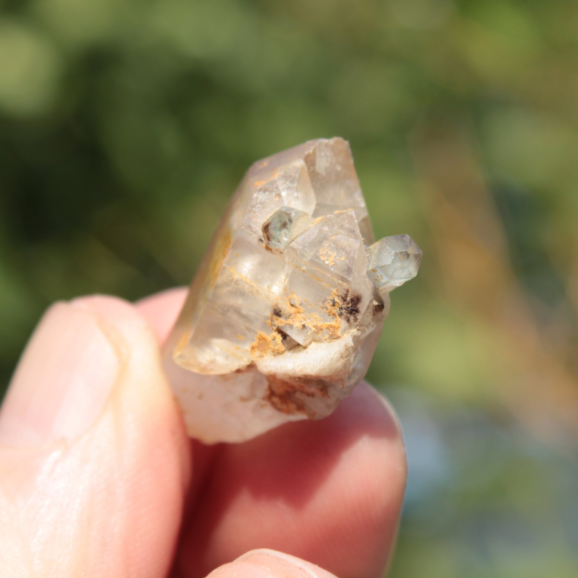 Lemurian elestial Smoky Quartz cluster with Aquamarine from Afghanistan 44.4ct 8.9g Rocks and Things