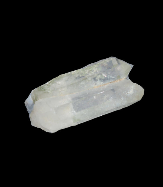 Non-identical Twinned Chlorite Quartz, paired Yin Yang and Imprinted from Skardu 4.4g in sunshine - Rocks and Things Store